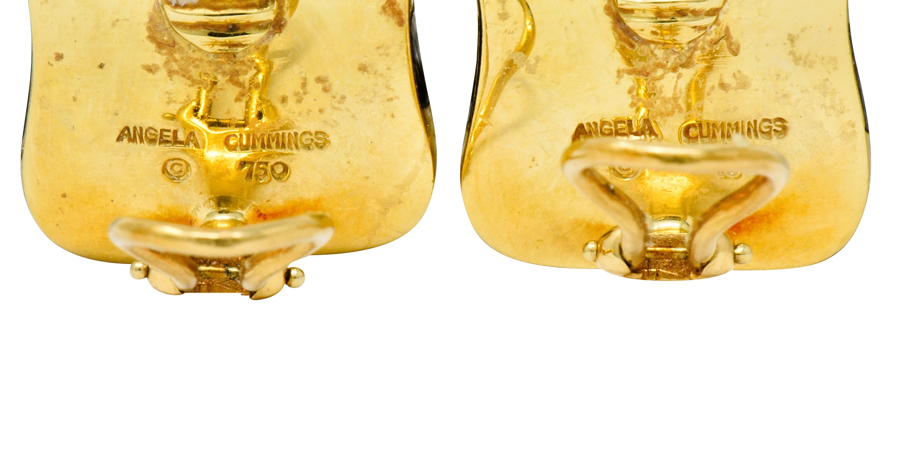 Angela Cummings Enamel 18 Karat Gold Checkerboard Ear-Clip Earrings - Image 6