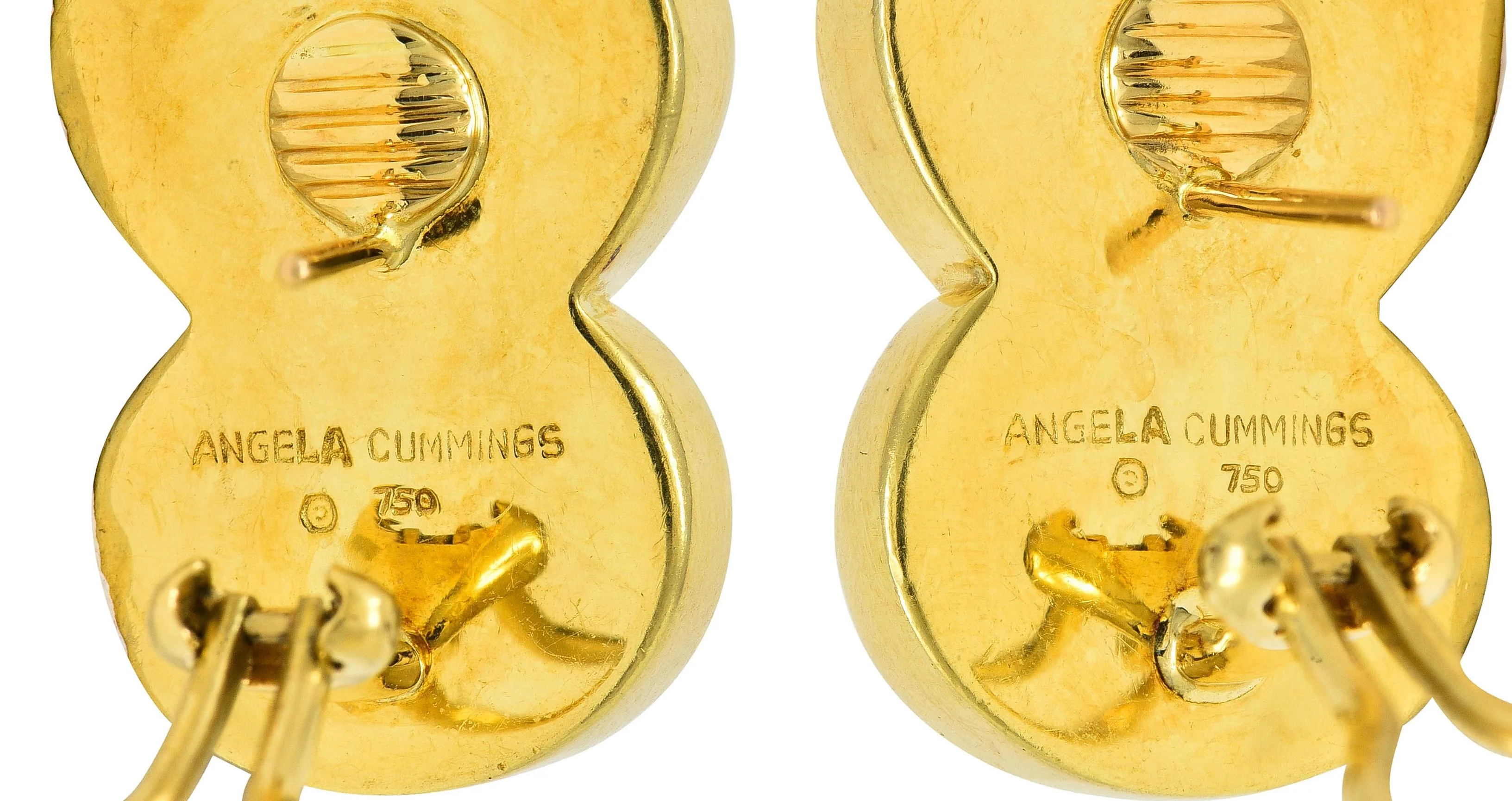 Angela Cummings Jade 18 Karat Yellow Gold Celtic Knot Vintage Earrings - Image 6