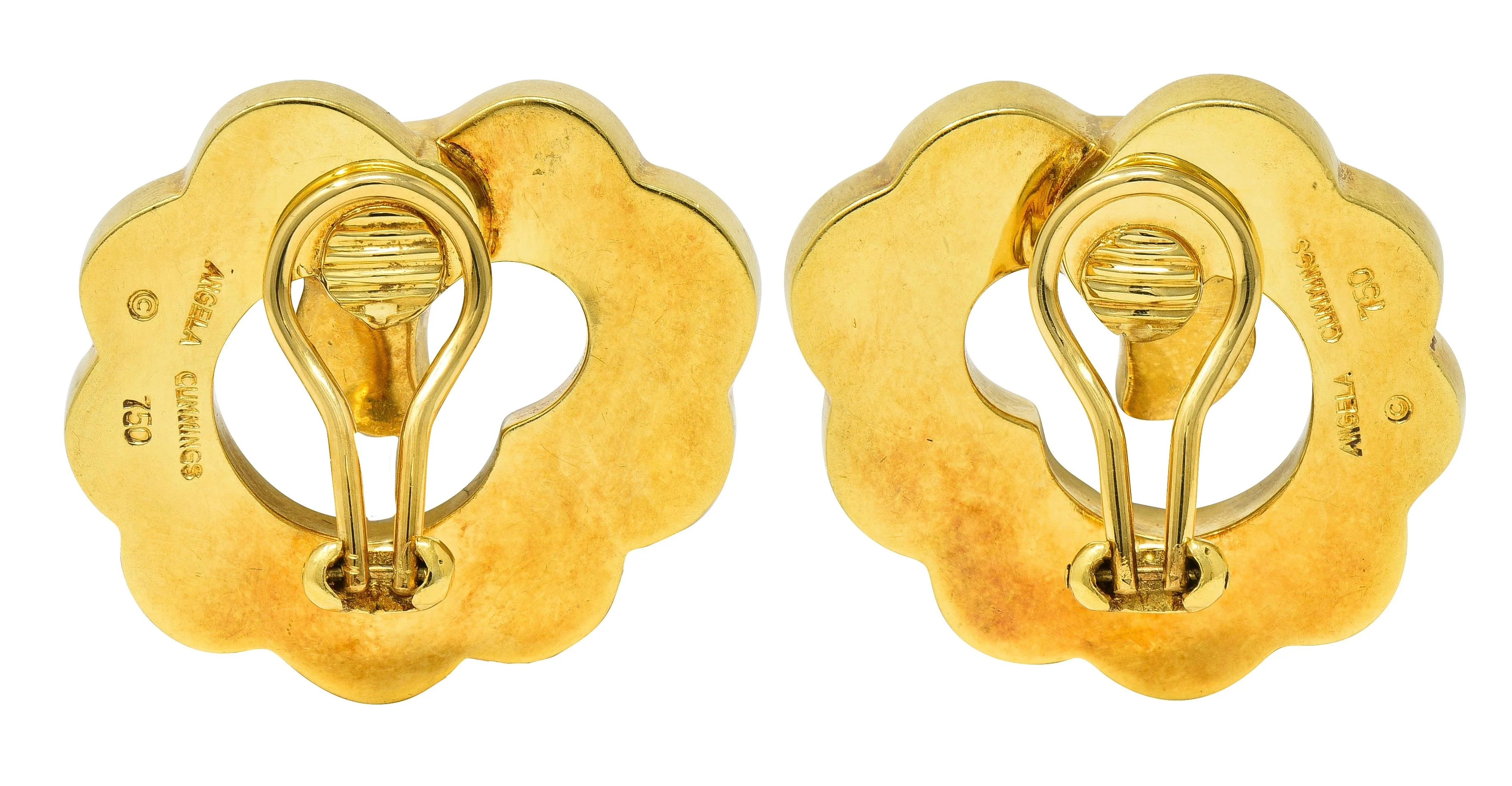 Angela Cummings Jade Inlay 18 Karat Yellow Gold Vintage Swirl Earrings - Image 5