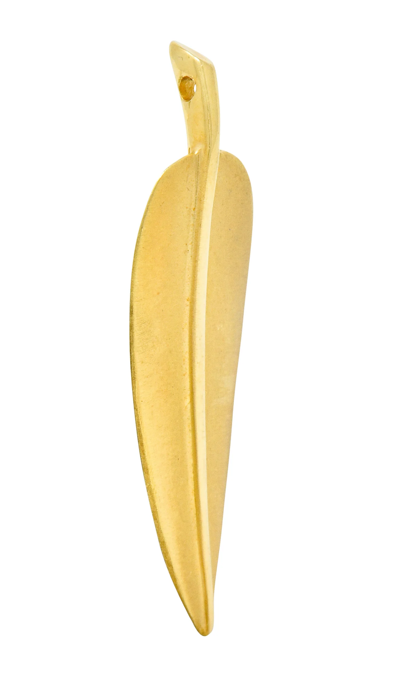 Angela Cummings Tiffany & Co. 18 Karat Matte Gold Feather Pendant Charm - Image 3