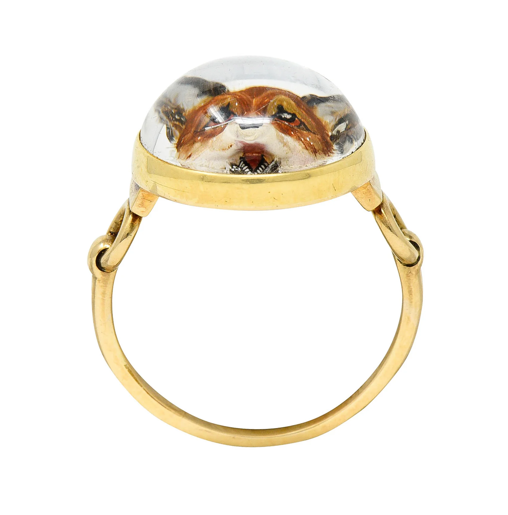 Antique Cartier Rock Crystal Quartz 14 Karat Gold Fox Essex Crystal Ring - Image 9