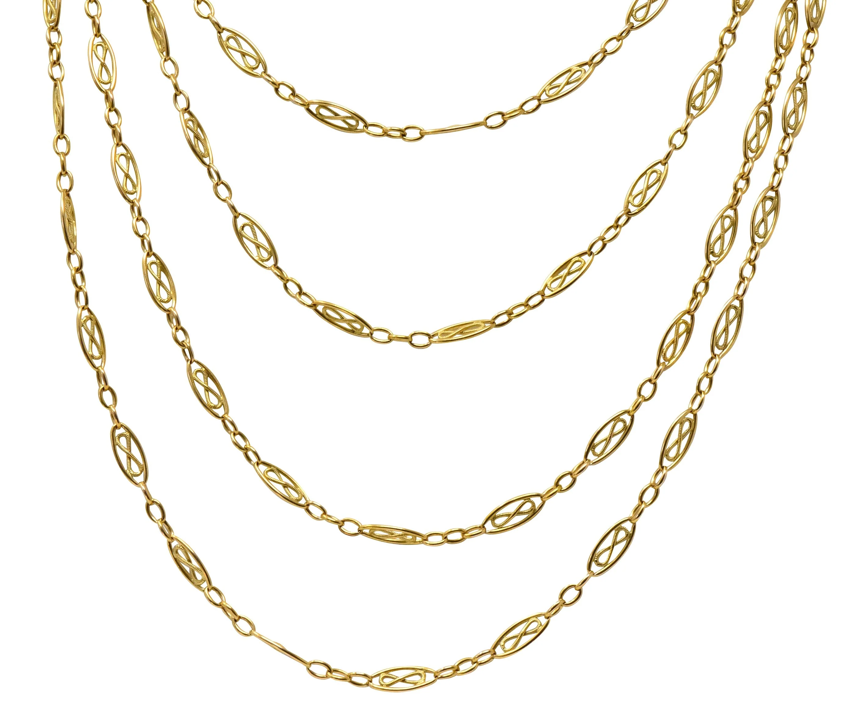 Antique Victorian 18 Karat Gold 67 Inch Watch Chain Necklace - Image 5