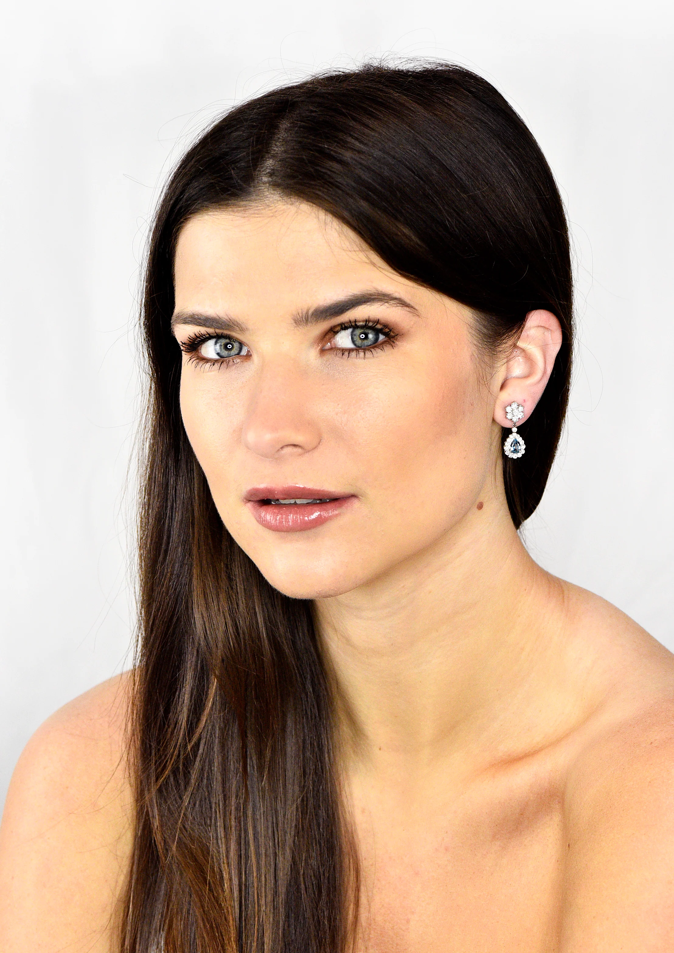 Aquamarine & Diamond Platinum 18 Karat White Gold Convertible Drop Earrings - Image 7