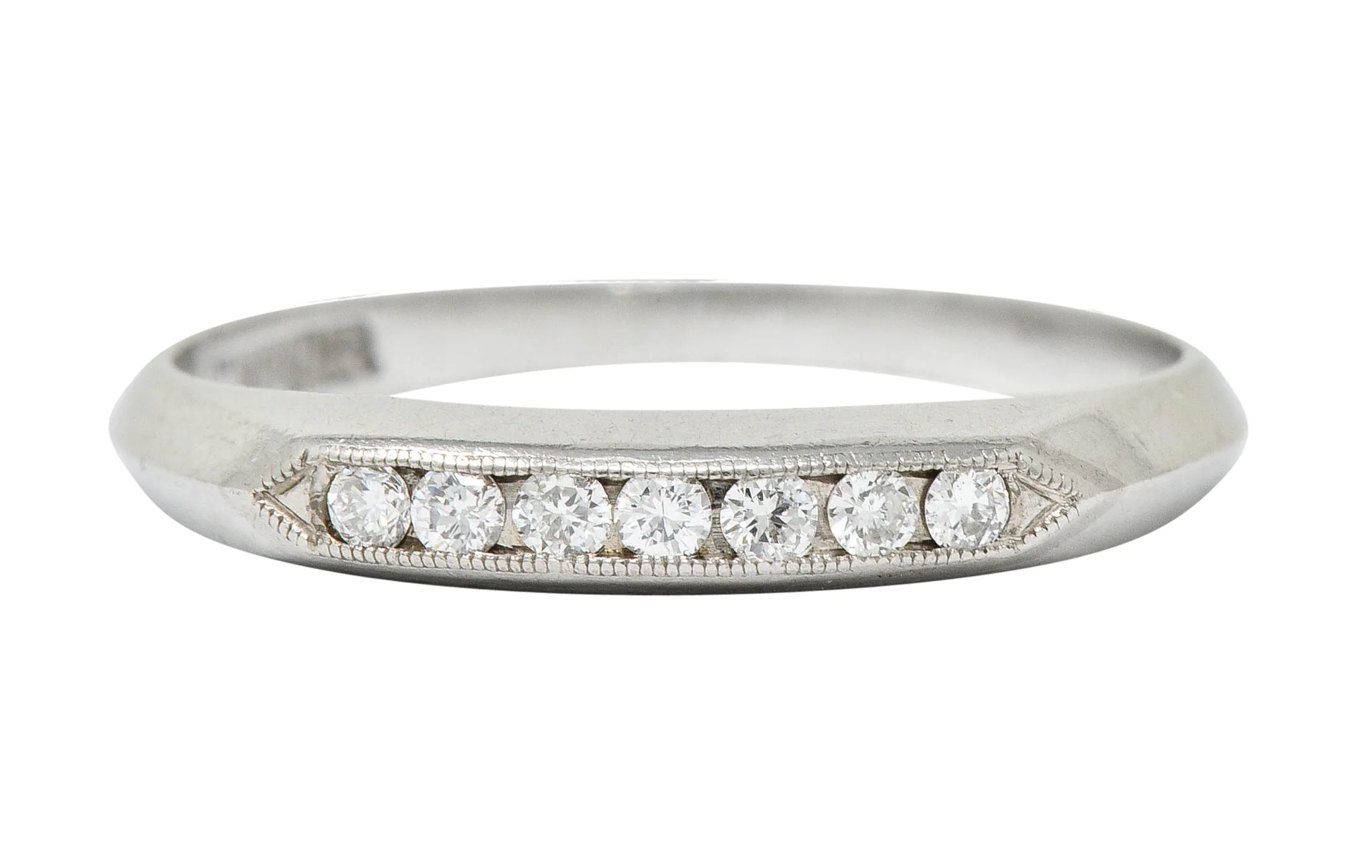Art Deco 0.18 CTW Diamond Platinum Knife Edge Band Ring