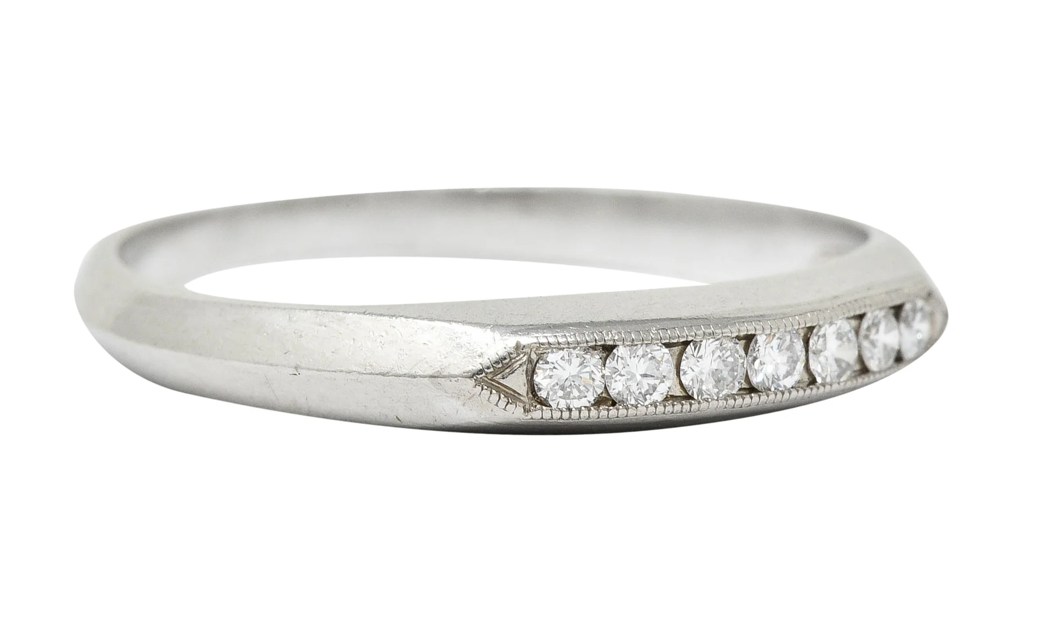 Art Deco 0.18 CTW Diamond Platinum Knife Edge Band Ring - Image 2