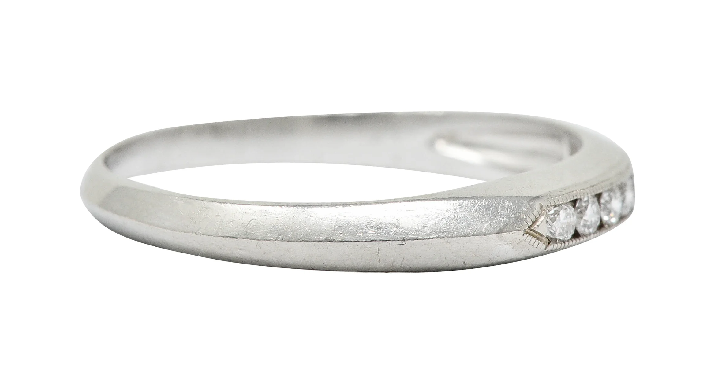 Art Deco 0.18 CTW Diamond Platinum Knife Edge Band Ring - Image 3