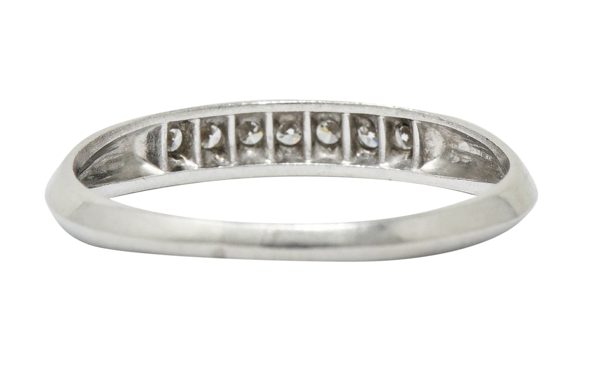 Art Deco 0.18 CTW Diamond Platinum Knife Edge Band Ring - Image 4