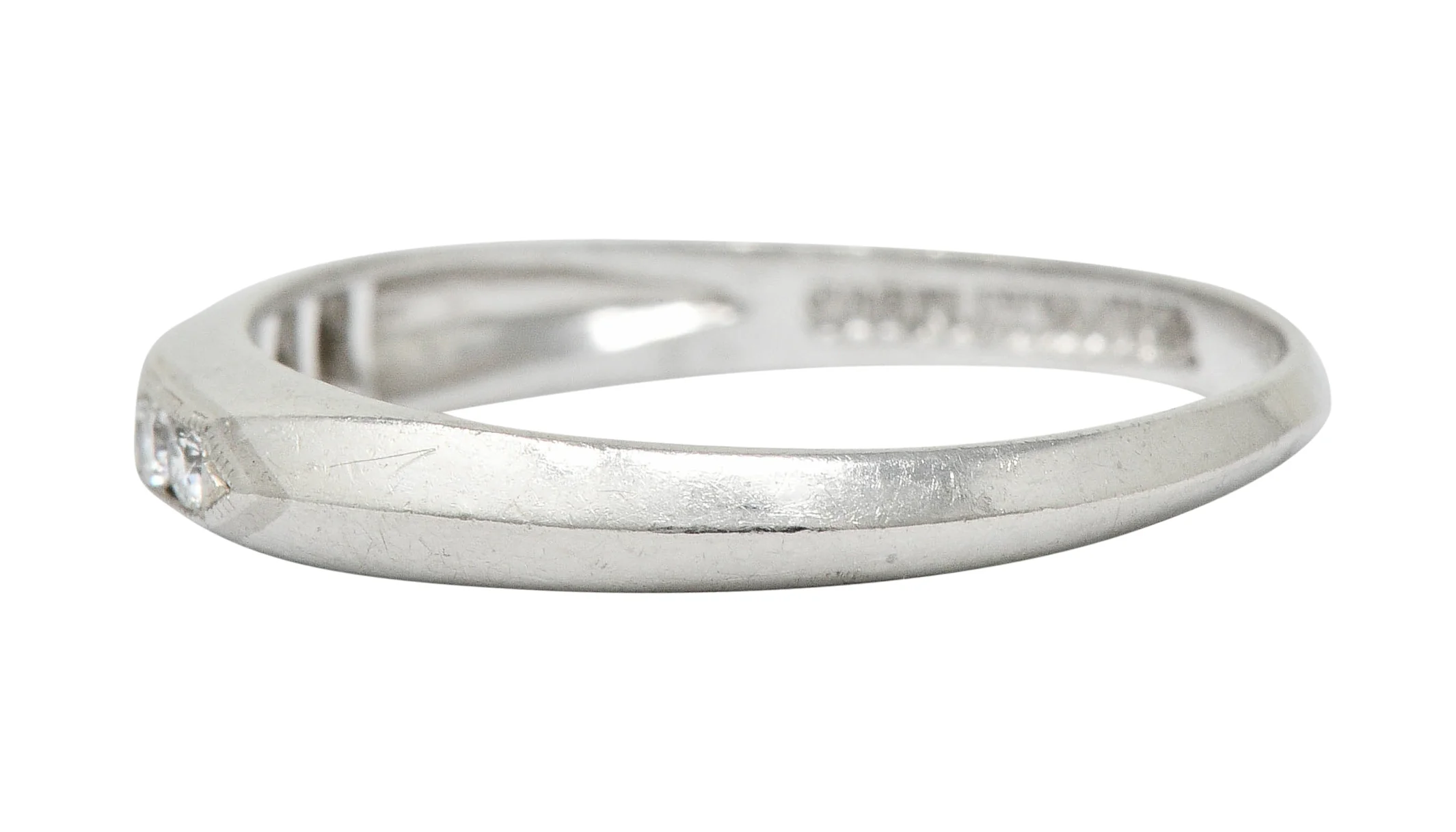Art Deco 0.18 CTW Diamond Platinum Knife Edge Band Ring - Image 5