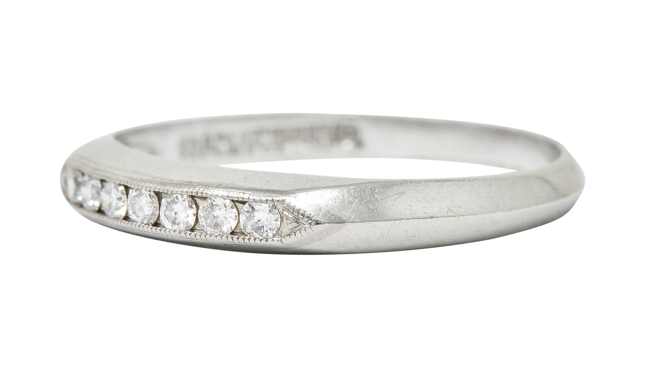Art Deco 0.18 CTW Diamond Platinum Knife Edge Band Ring - Image 6