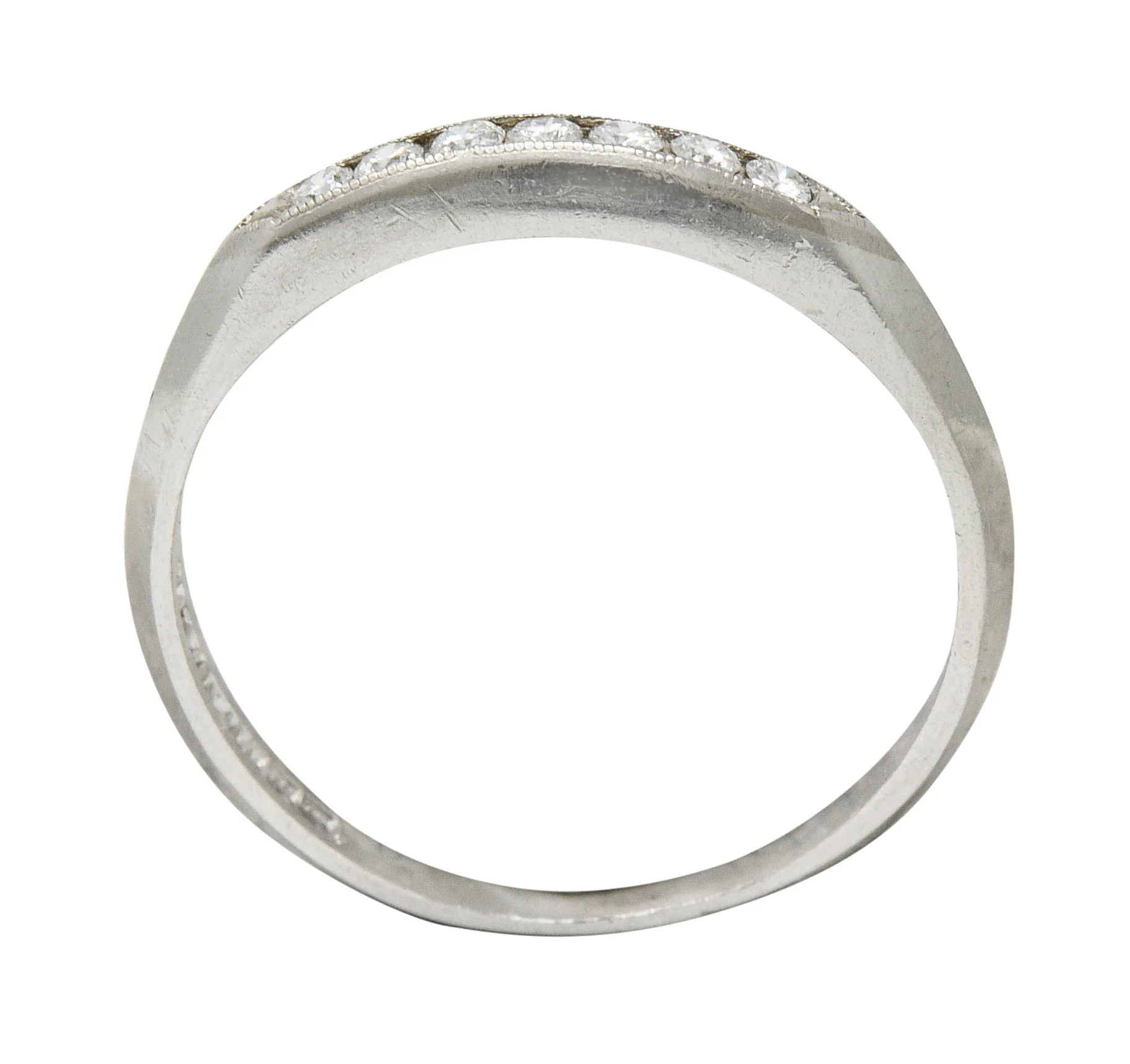 Art Deco 0.18 CTW Diamond Platinum Knife Edge Band Ring - Image 7