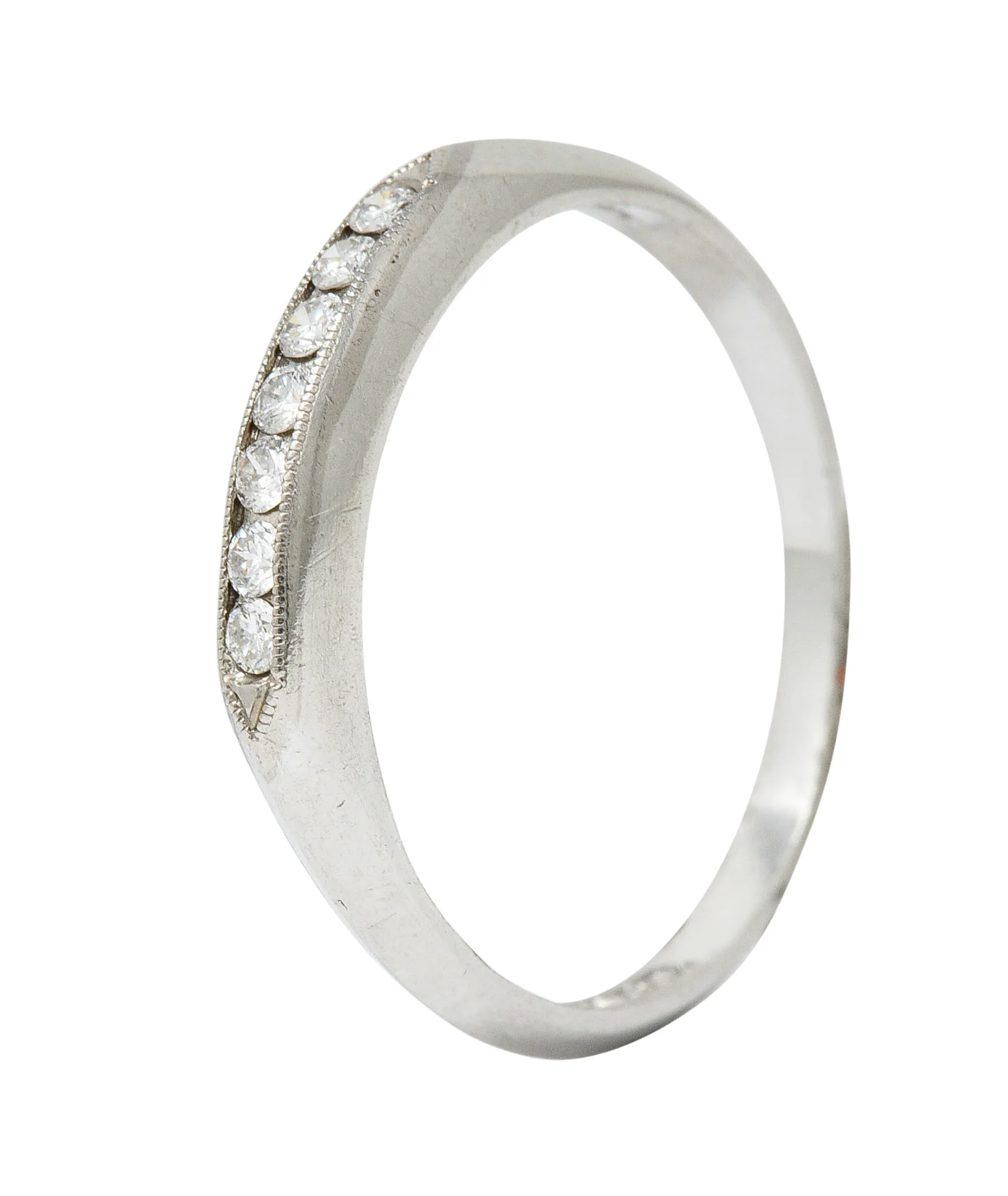 Art Deco 0.18 CTW Diamond Platinum Knife Edge Band Ring - Image 8