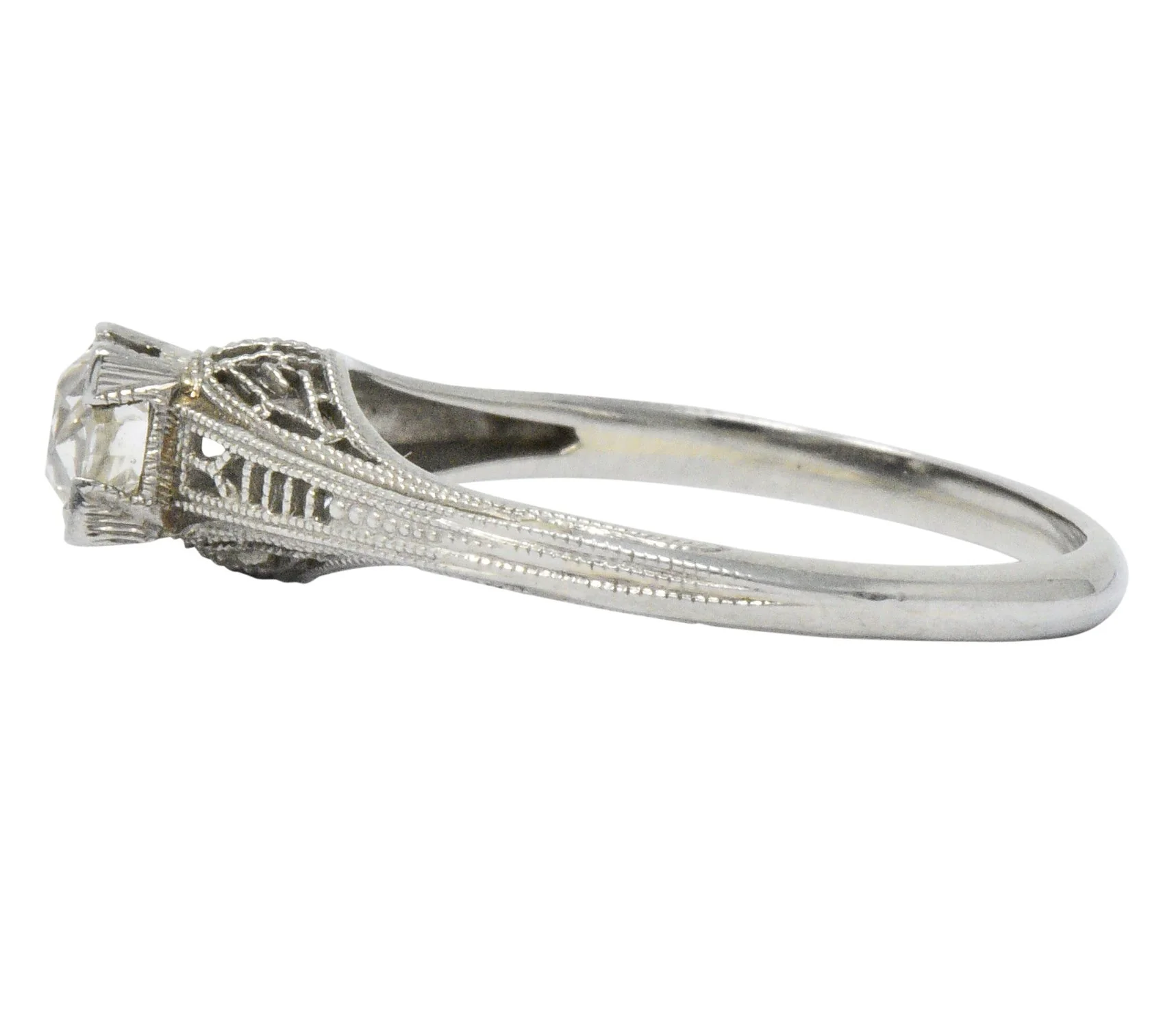 Art Deco 0.27 CTW Diamond 18 Karat White Gold Engagement Ring - Image 5