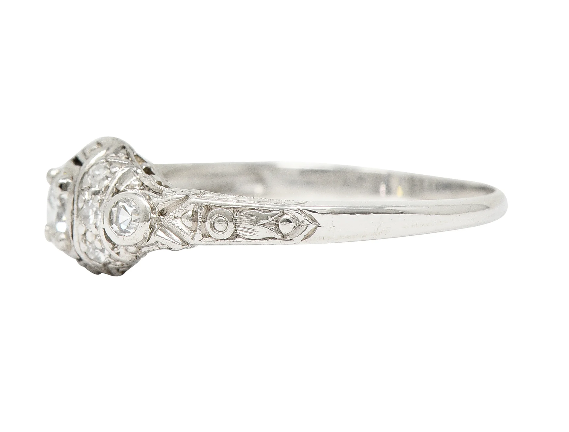 Art Deco 0.30 CTW Diamond Platinum Ornate Geometric Engagement Ring - Image 6