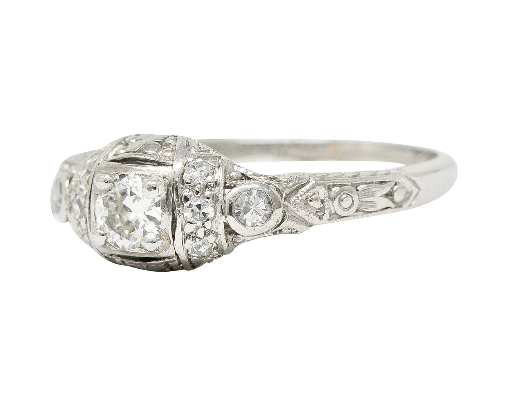 Art Deco 0.30 CTW Diamond Platinum Ornate Geometric Engagement Ring - Image 7