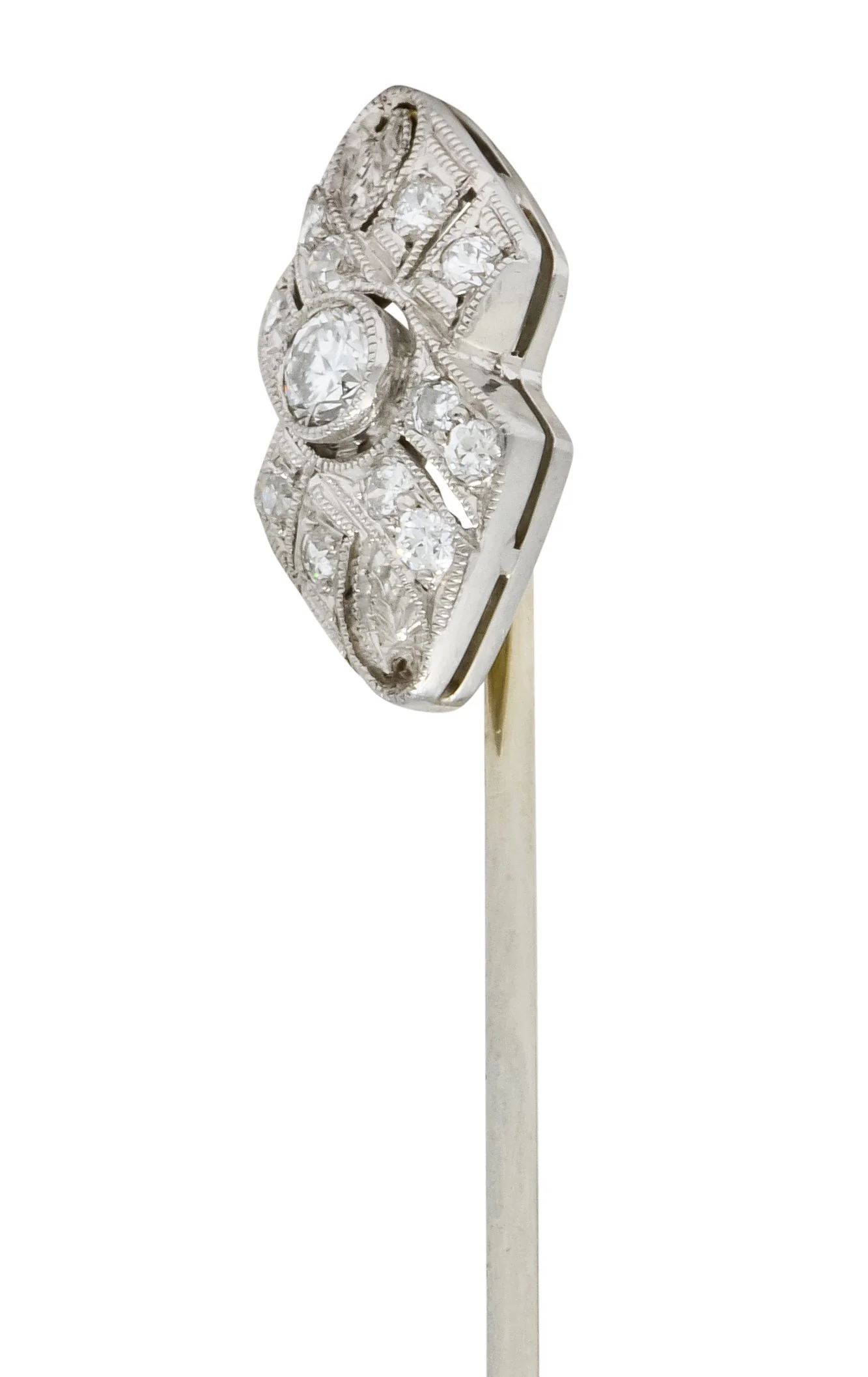 Art Deco 0.30 CTW Diamond Platinum Ribbon Stickpin Circa 1930 - Image 3