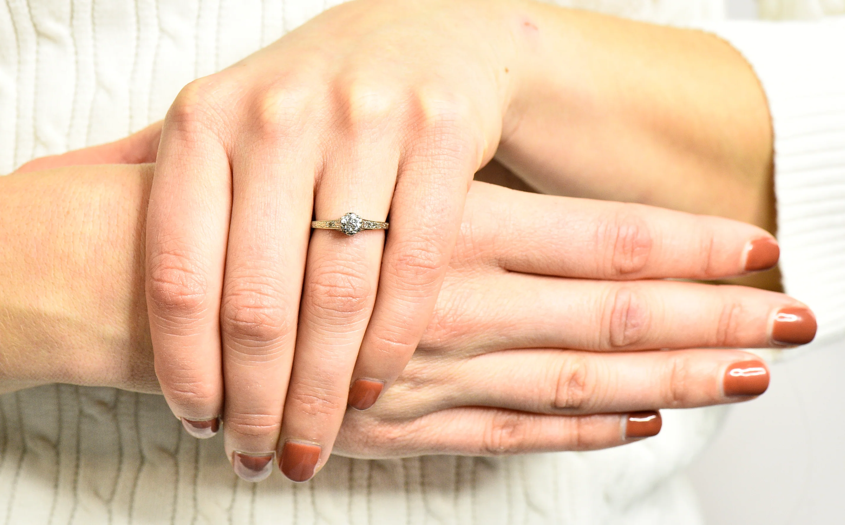 Art Deco 0.33 CTW Diamond 19 Karat White Gold Engagement Ring - Image 13