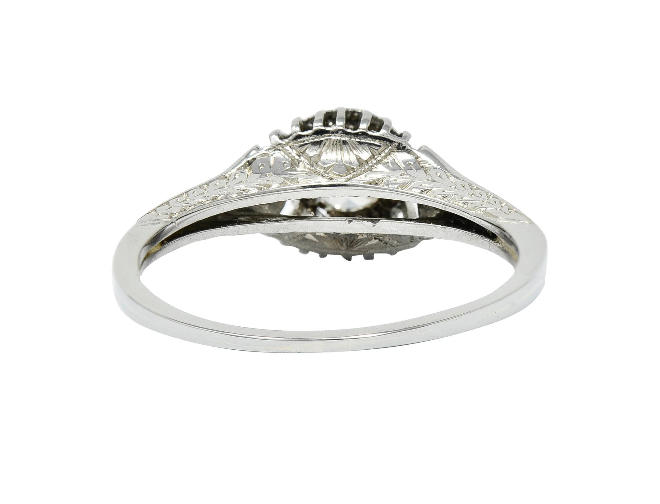 Art Deco 0.35 CTW Diamond 18 Karat White Gold Foliate Engagement Ring - Image 5