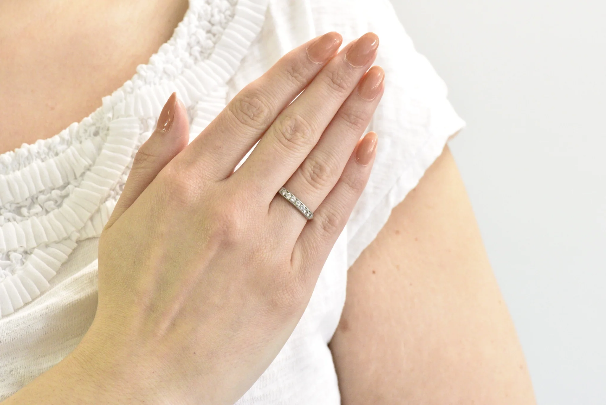 Art Deco 0.35 CTW Diamond Platinum Channel Anniversary Band Ring - Image 7