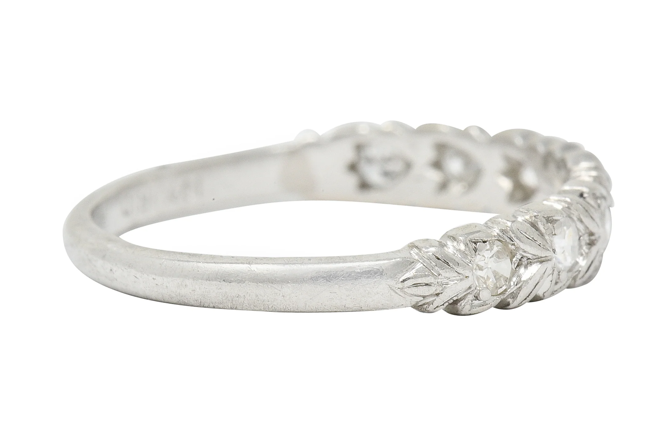 Art Deco 0.35 CTW Diamond Platinum Foliate Band Ring - Image 3