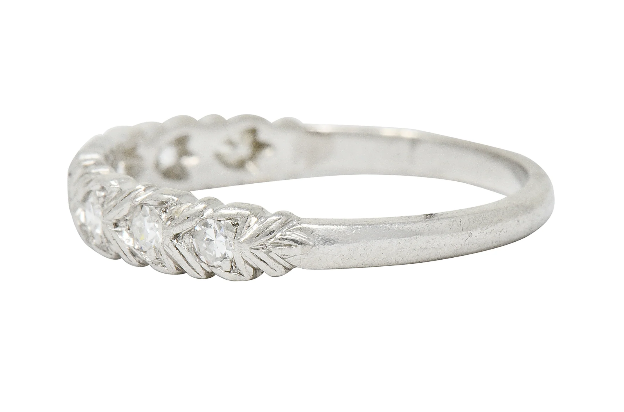 Art Deco 0.35 CTW Diamond Platinum Foliate Band Ring - Image 5