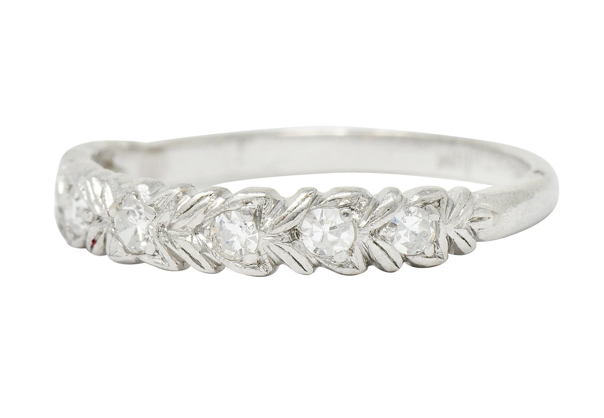 Art Deco 0.35 CTW Diamond Platinum Foliate Band Ring - Image 6