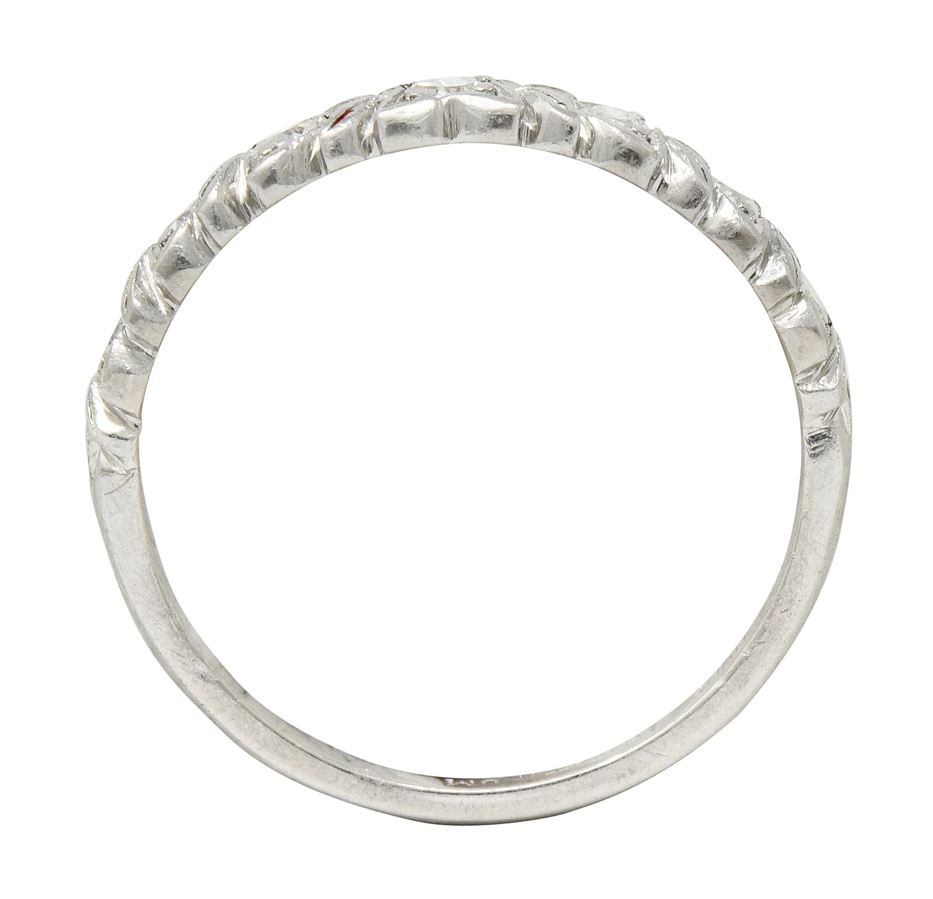 Art Deco 0.35 CTW Diamond Platinum Foliate Band Ring - Image 8