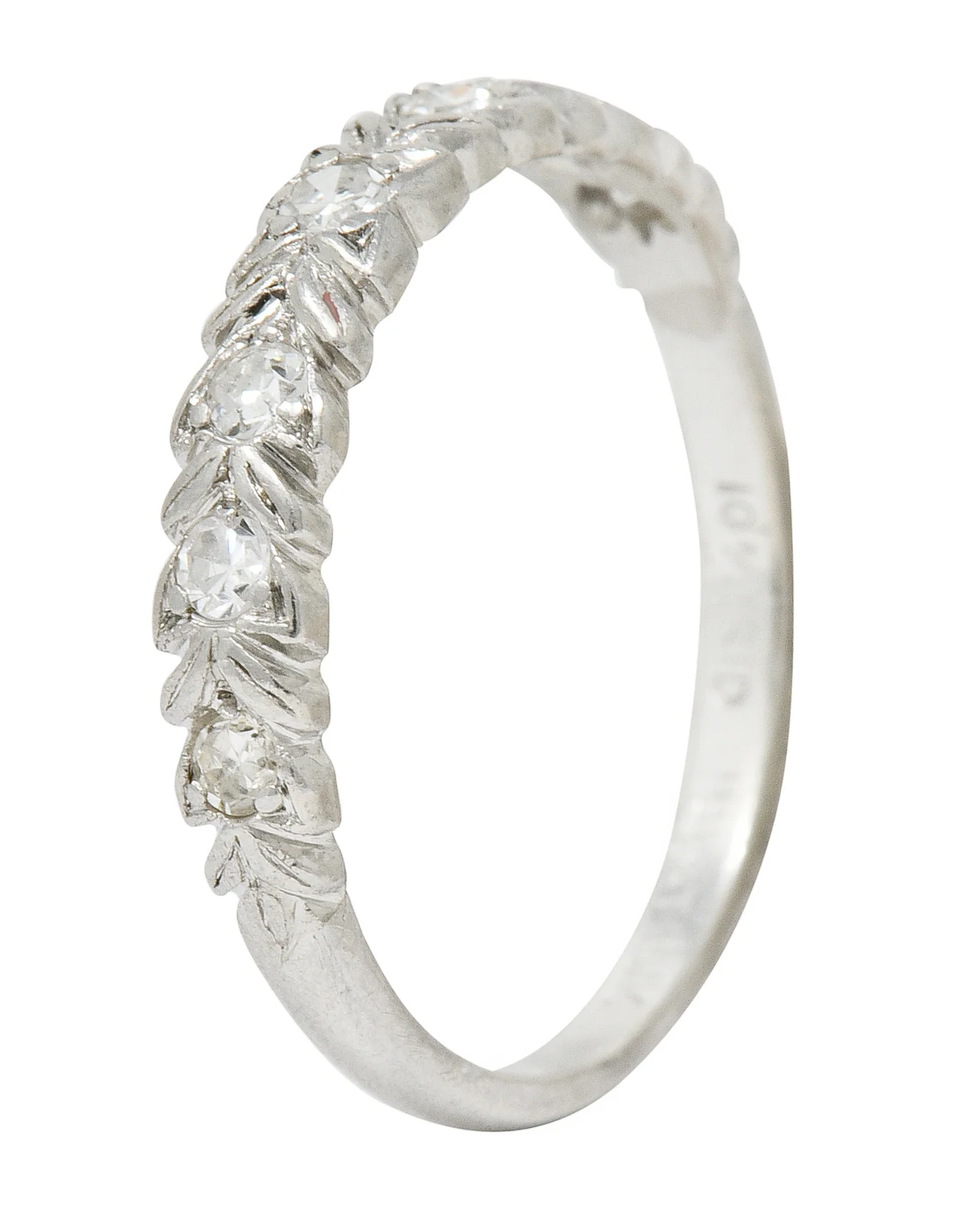Art Deco 0.35 CTW Diamond Platinum Foliate Band Ring - Image 9