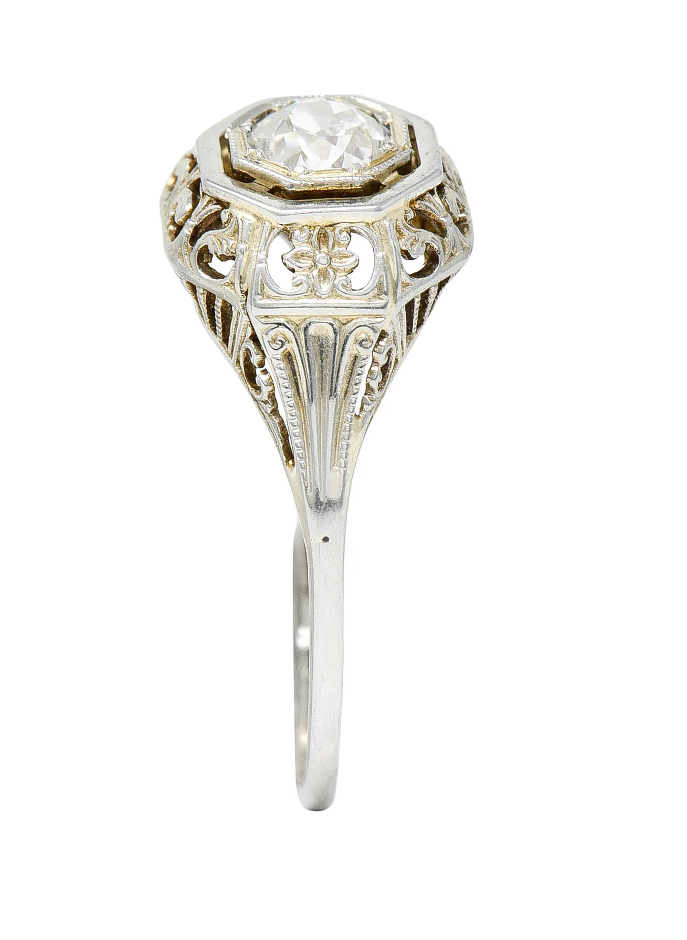 Art Deco 0.36 CTW Diamond 18 Karat White Gold Engagement Ring - Image 10