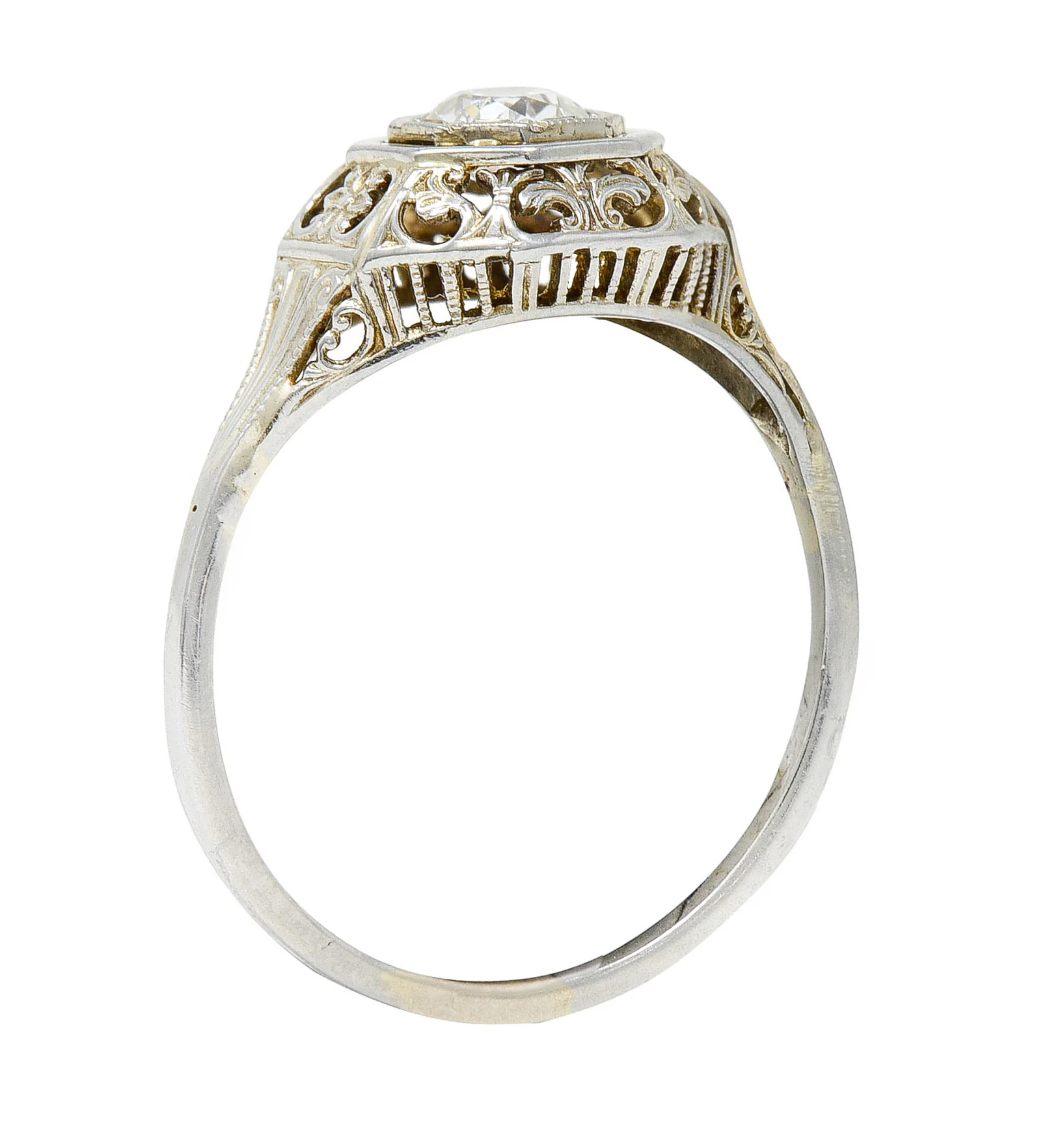 Art Deco 0.36 CTW Diamond 18 Karat White Gold Engagement Ring - Image 11