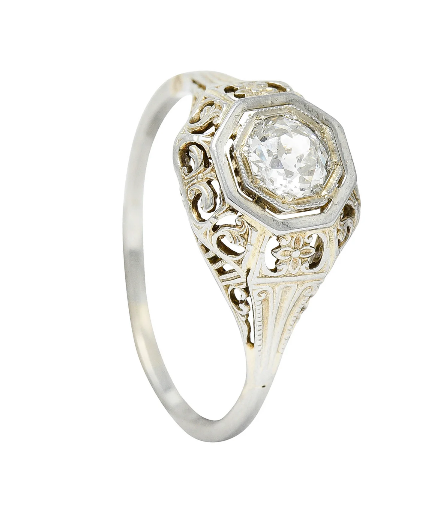 Art Deco 0.36 CTW Diamond 18 Karat White Gold Engagement Ring - Image 12