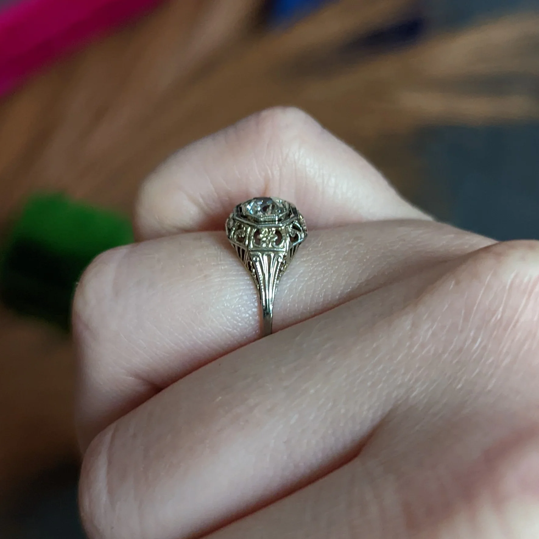 Art Deco 0.36 CTW Diamond 18 Karat White Gold Engagement Ring - Image 14