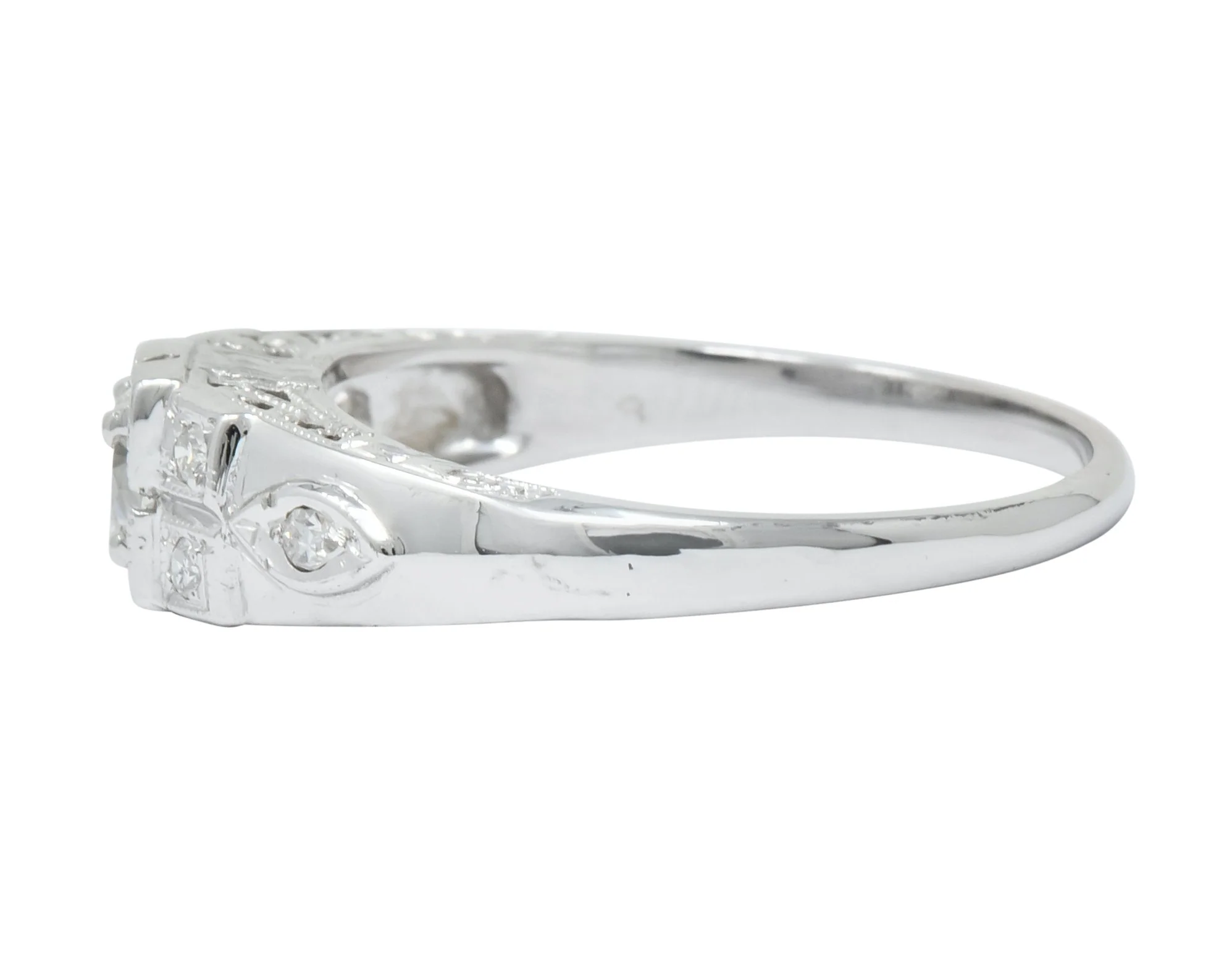 Art Deco 0.37 CTW Diamond 18 Karat White Gold Engagement Ring - Image 5