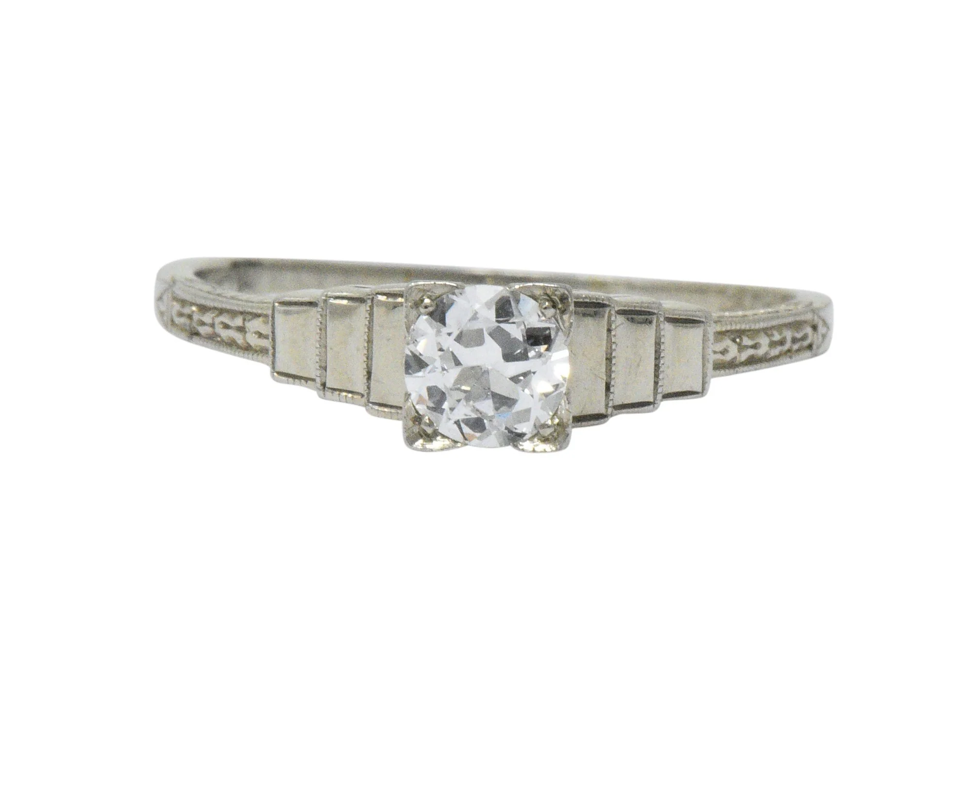 Art Deco 0.40 CTW Diamond 18 Karat White Gold Engagement Ring - Image 3