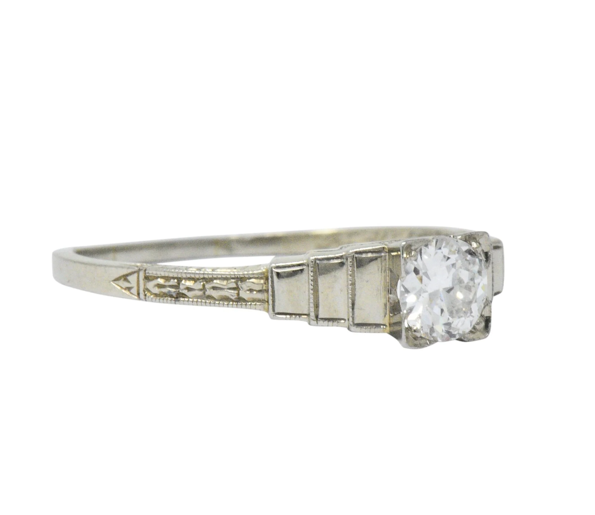 Art Deco 0.40 CTW Diamond 18 Karat White Gold Engagement Ring - Image 4