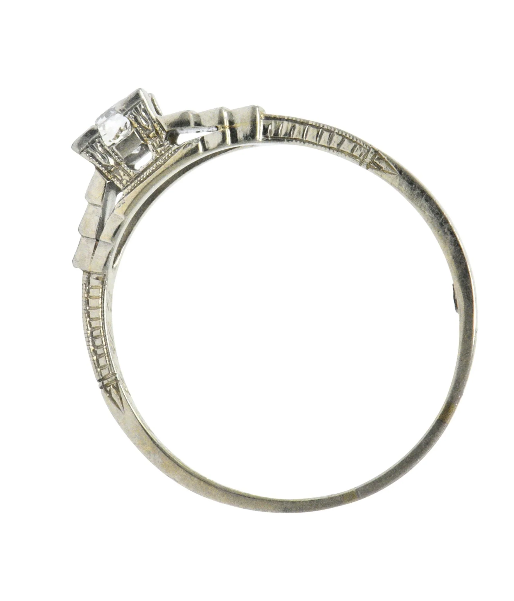 Art Deco 0.40 CTW Diamond 18 Karat White Gold Engagement Ring - Image 6