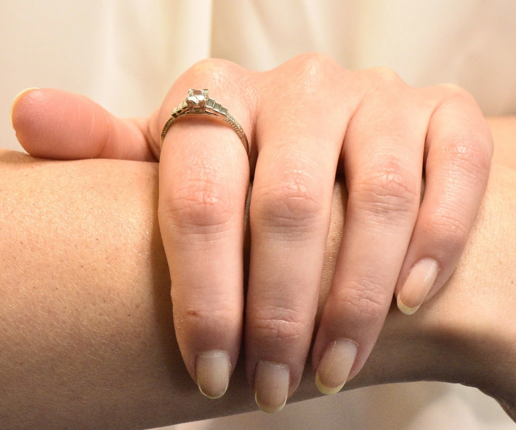 Art Deco 0.40 CTW Diamond 18 Karat White Gold Engagement Ring - Image 8