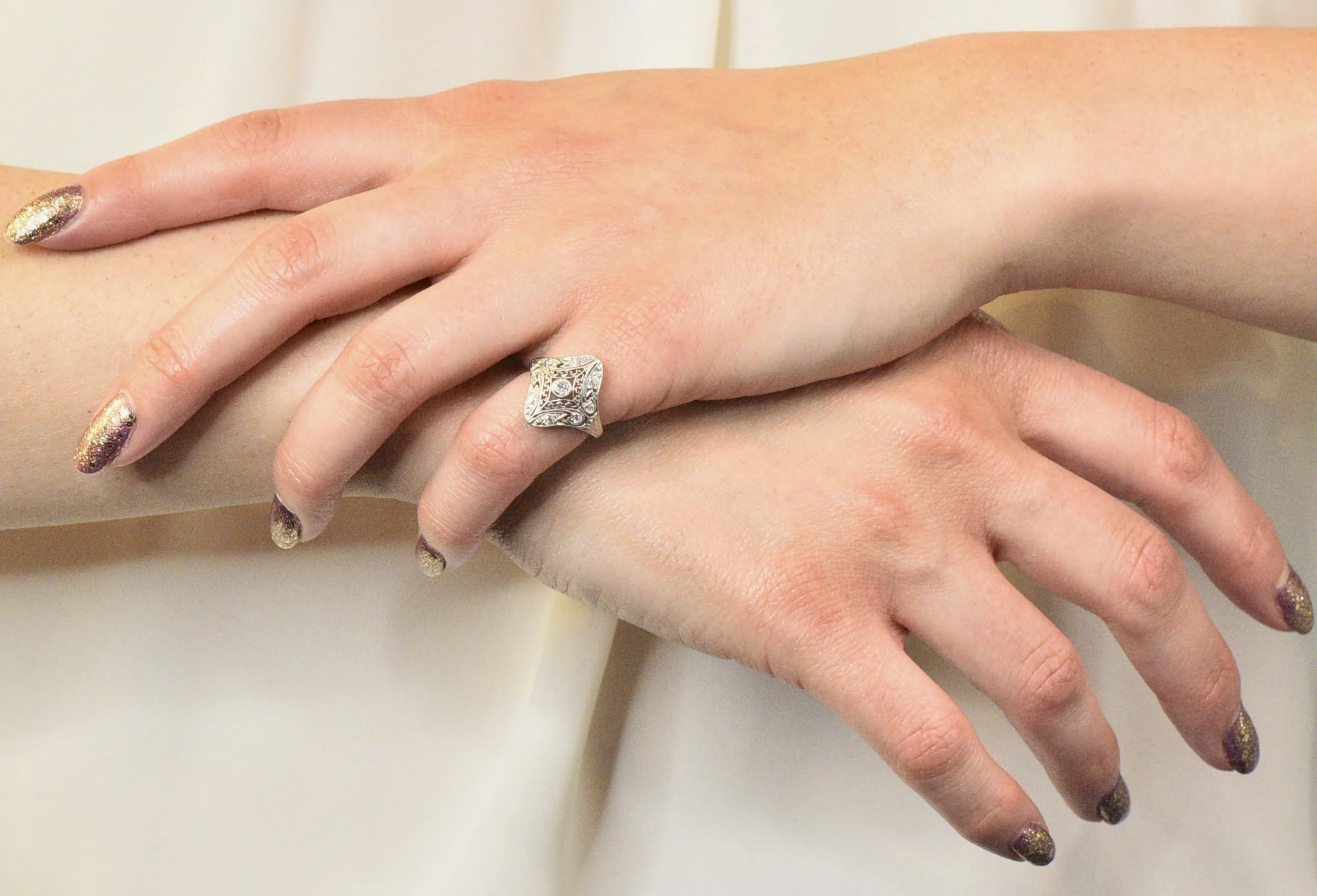 Art Deco 0.43 CTW Diamond Platinum Dinner Ring - Image 9