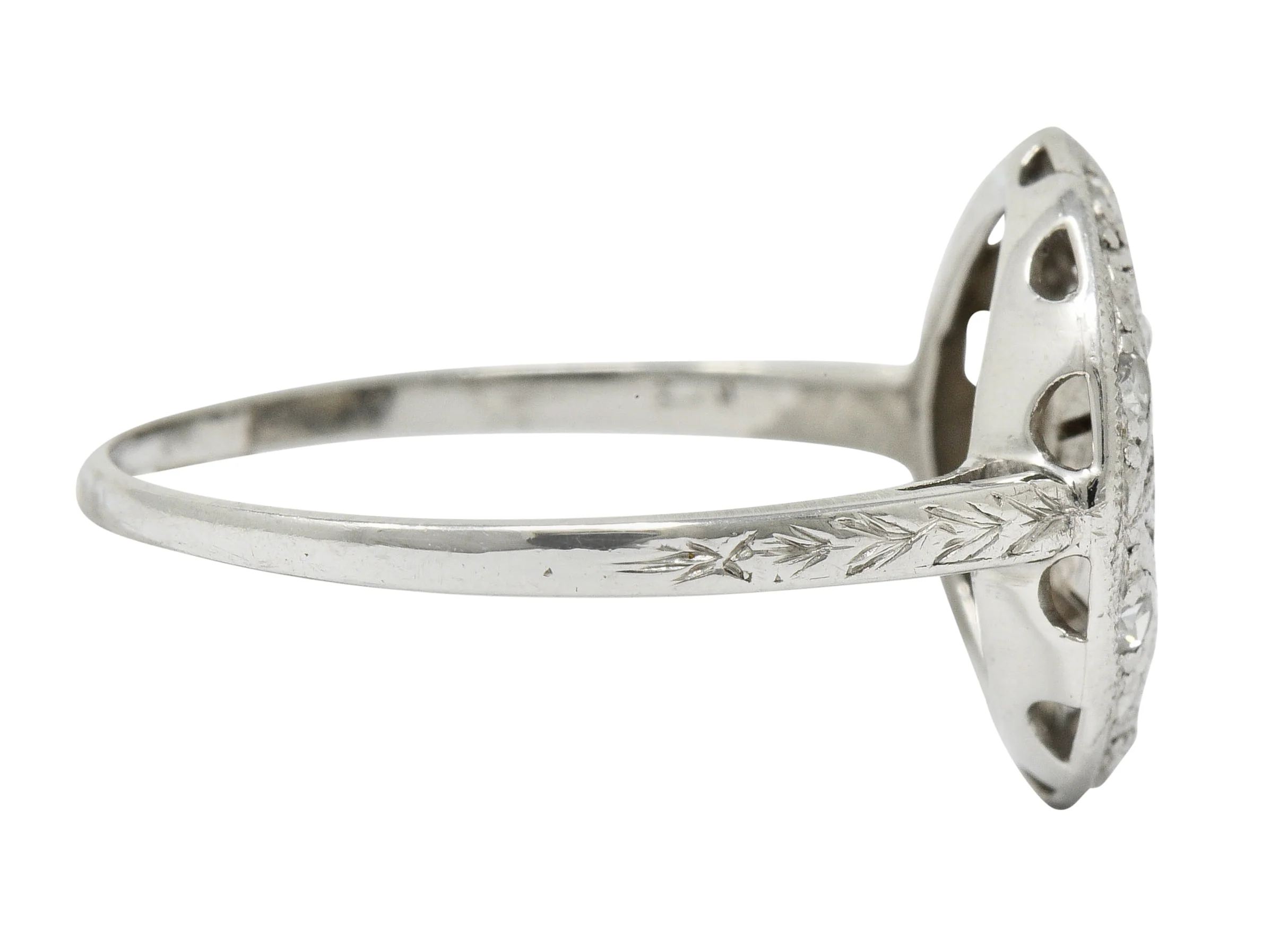 Art Deco 0.45 CTW Diamond Platinum Floral Dinner Ring - Image 3