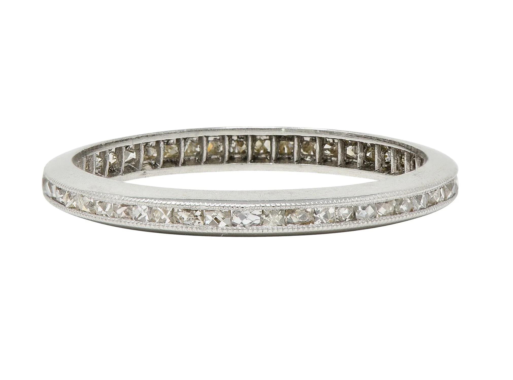 Art Deco 0.45 CTW French Cut Diamond Platinum Channel Wedding Band Ring - Image 3