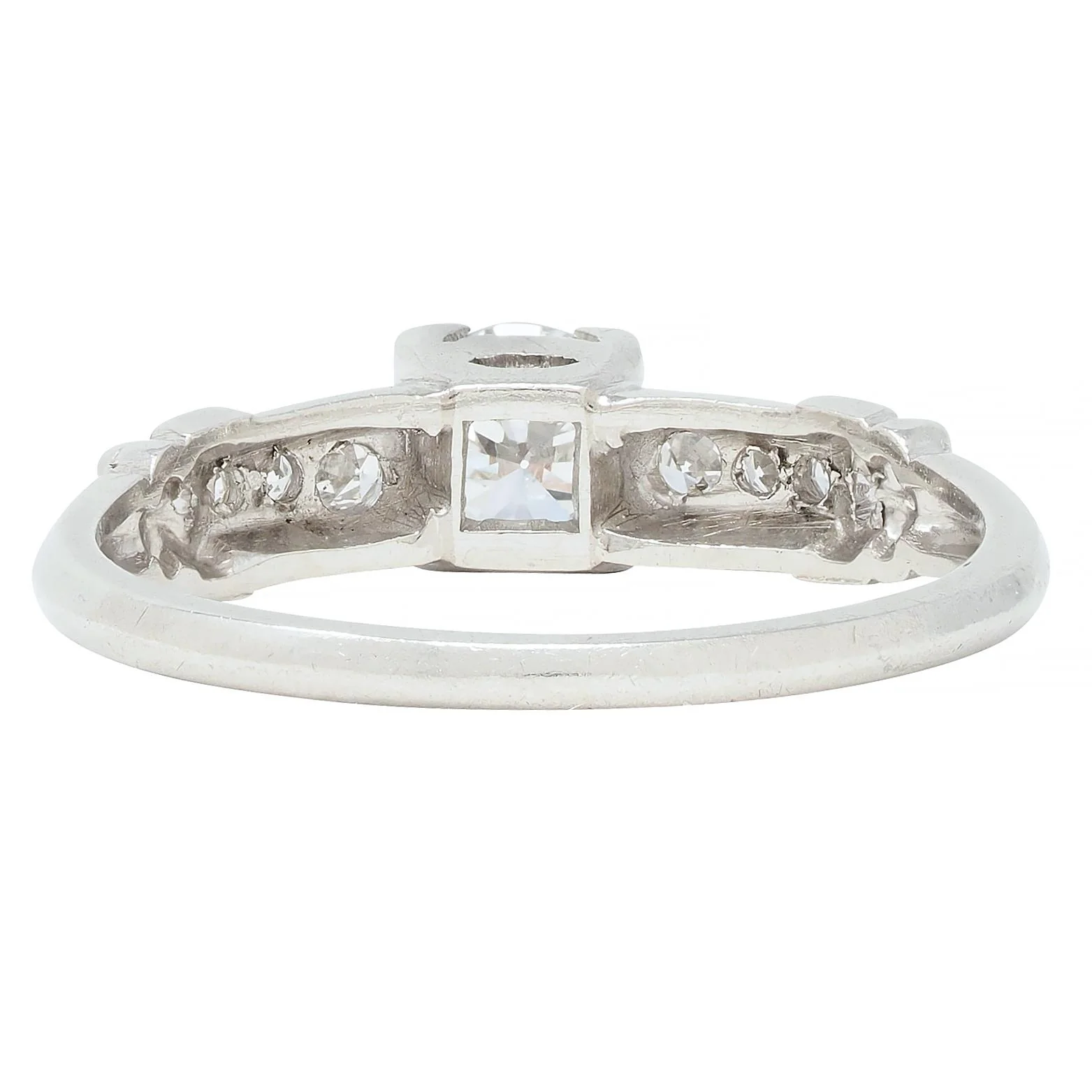 Art Deco 0.45 CTW Old European Cut Diamond Platinum Scroll Engagement Ring - Image 5