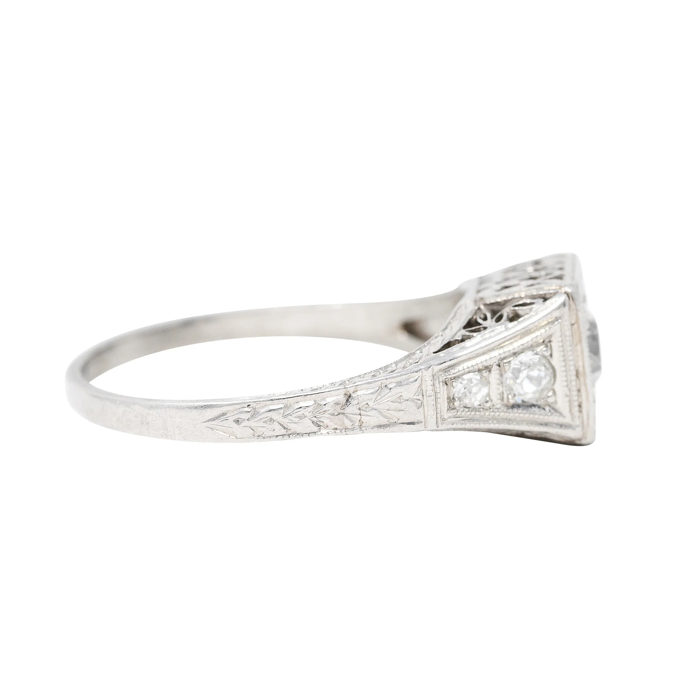Art Deco 0.46 CTW Diamond Platinum Trellis Engagement Ring - Image 3