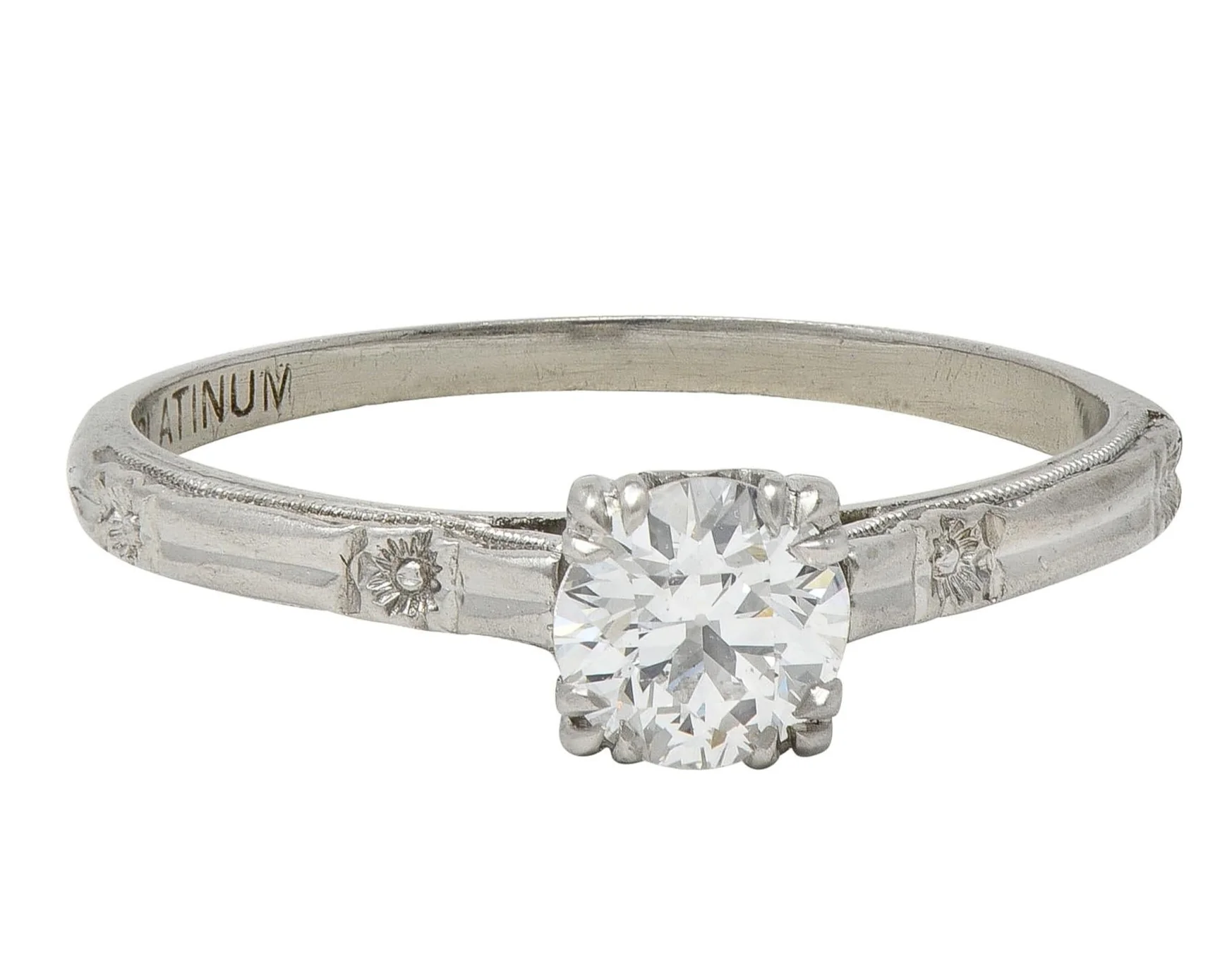 Art Deco 0.48 CTW Diamond Platinum Vintage Solitaire Engagement Ring