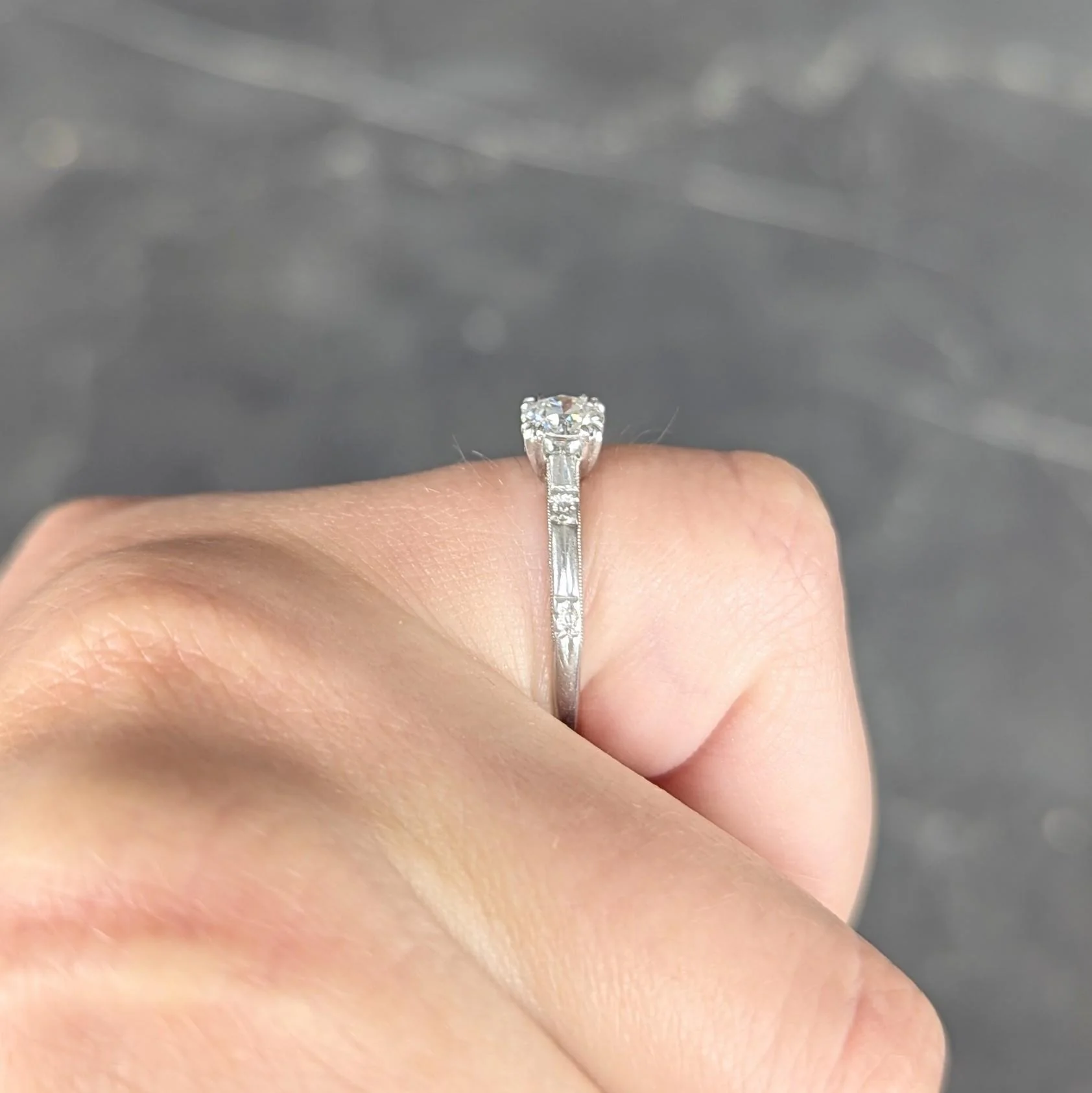 Art Deco 0.48 CTW Diamond Platinum Vintage Solitaire Engagement Ring - Image 10