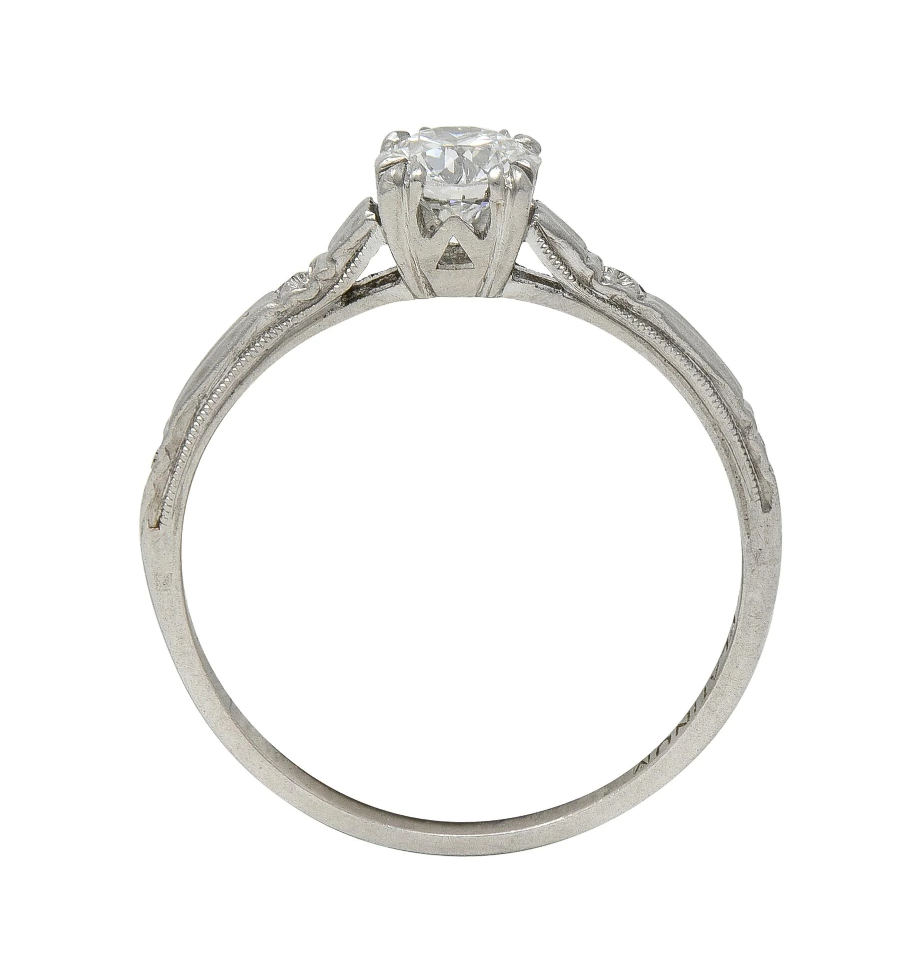 Art Deco 0.48 CTW Diamond Platinum Vintage Solitaire Engagement Ring - Image 6