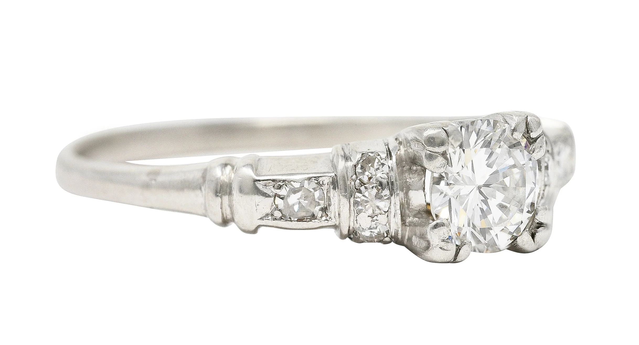 Art Deco 0.48 CTW Old European Cut Diamond Platinum Square Engagement Ring - Image 2
