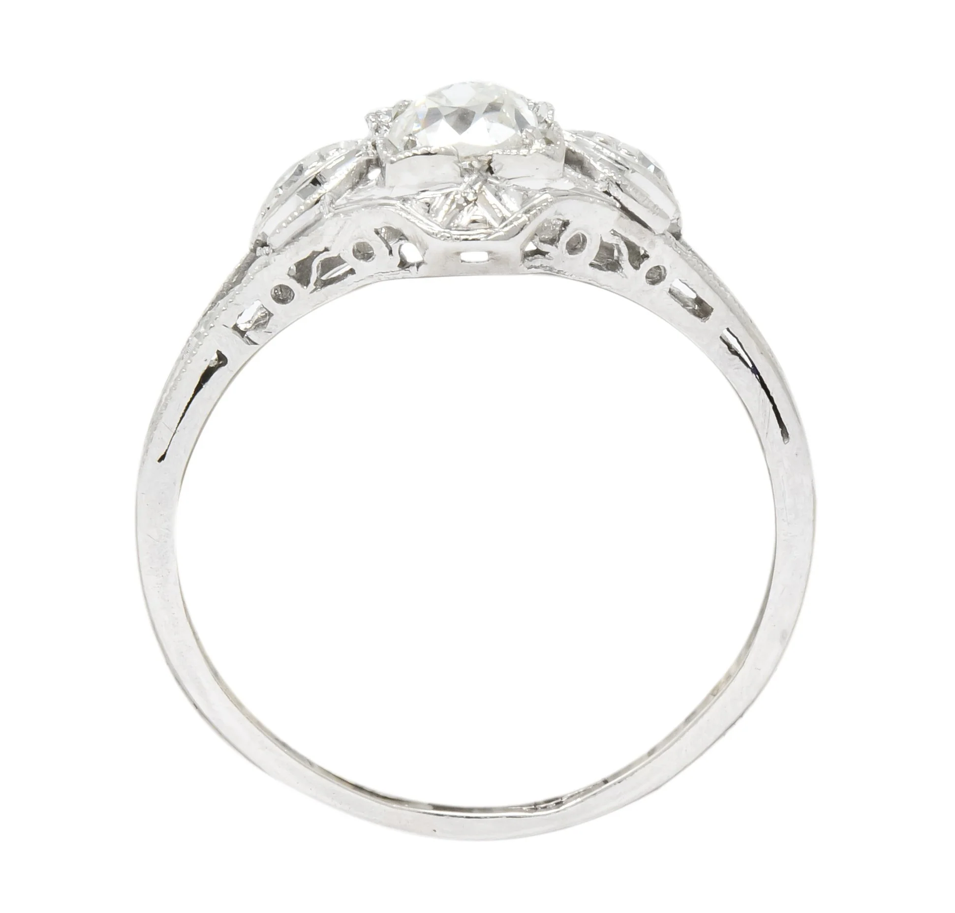 Art Deco 0.49 CTW Old European Diamond Platinum Engagement Ring - Image 8