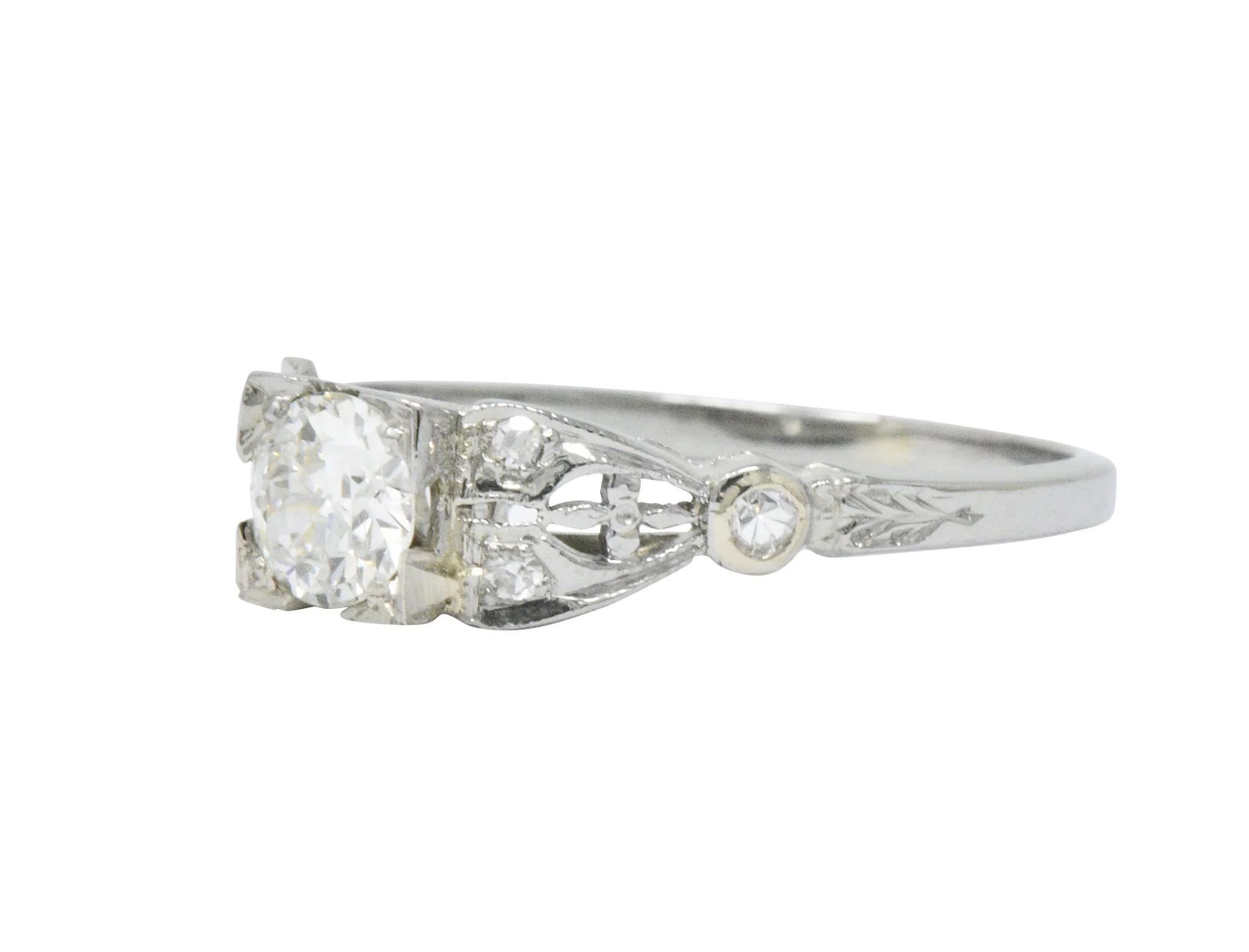 Art Deco 0.50 CTW Diamond 18 Karat White Gold Engagement Ring - Image 2