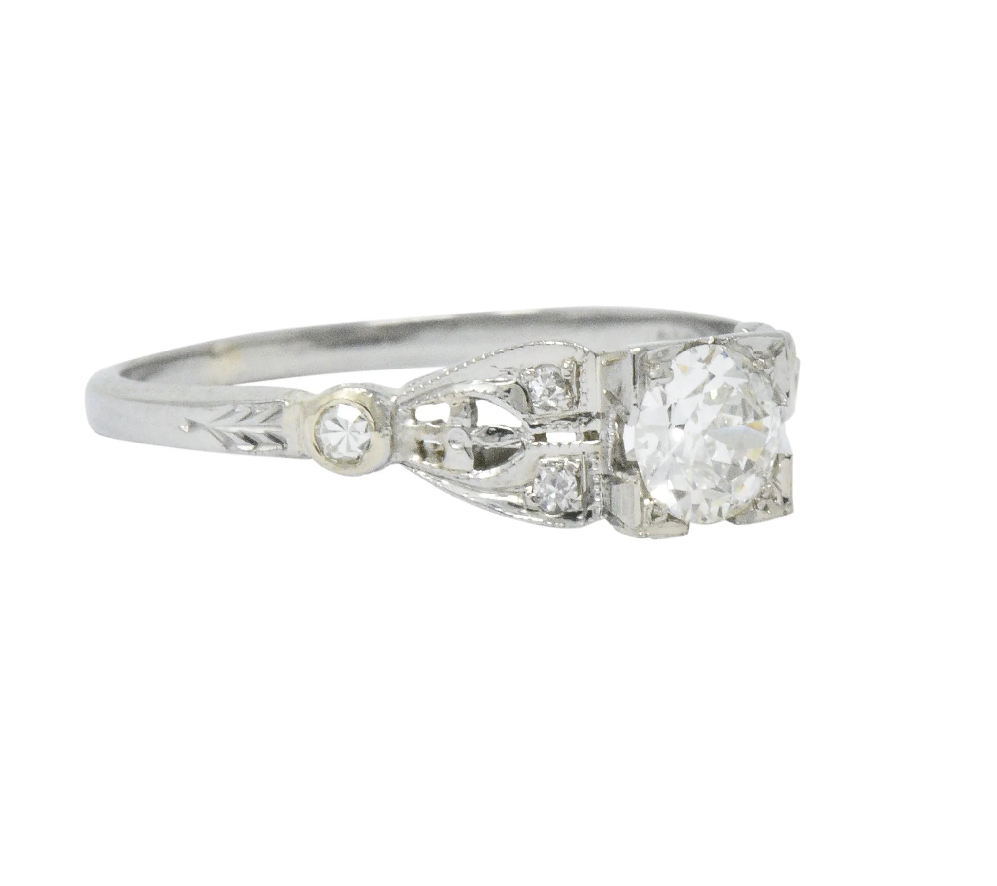 Art Deco 0.50 CTW Diamond 18 Karat White Gold Engagement Ring - Image 3