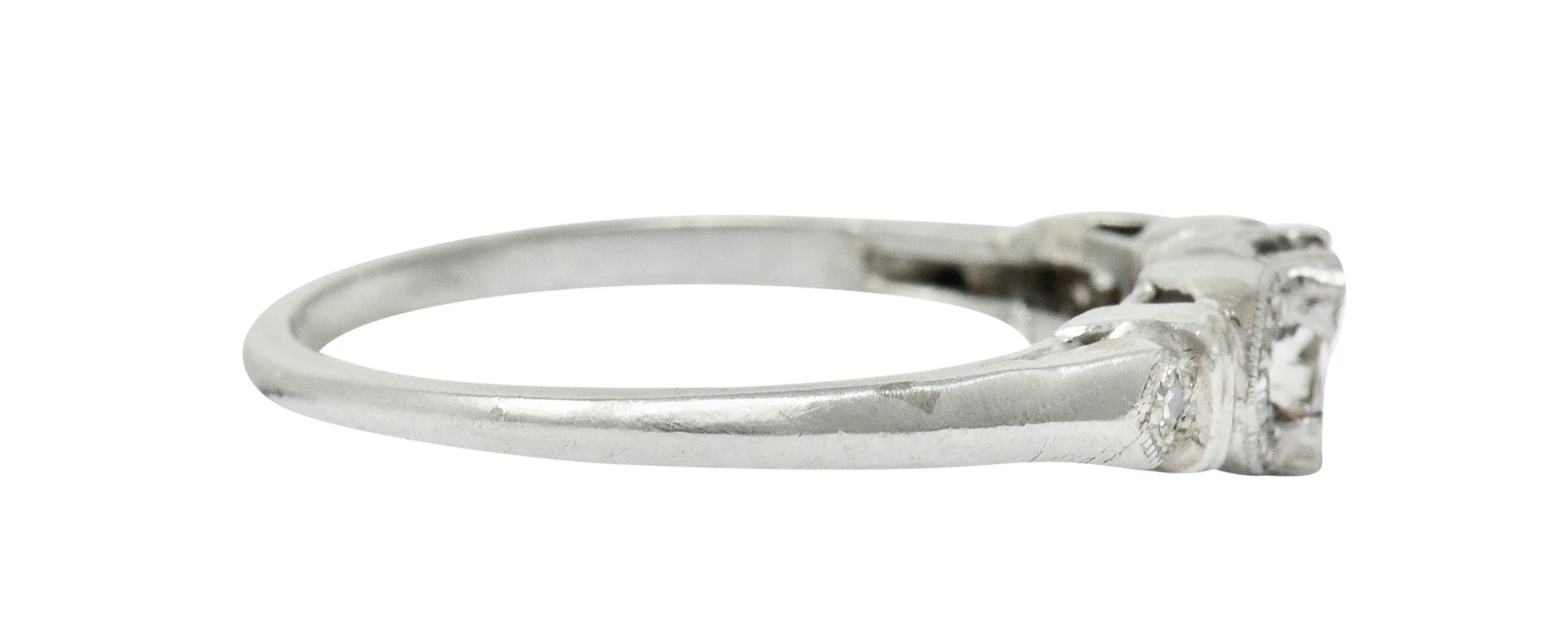 Art Deco 0.50 CTW Diamond Platinum Buckle Engagement Ring - Image 3
