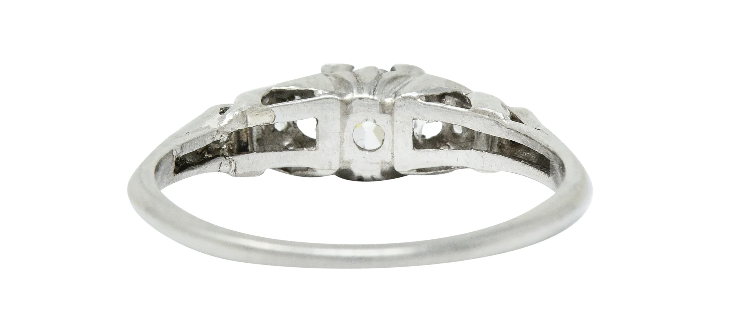 Art Deco 0.50 CTW Diamond Platinum Buckle Engagement Ring - Image 4